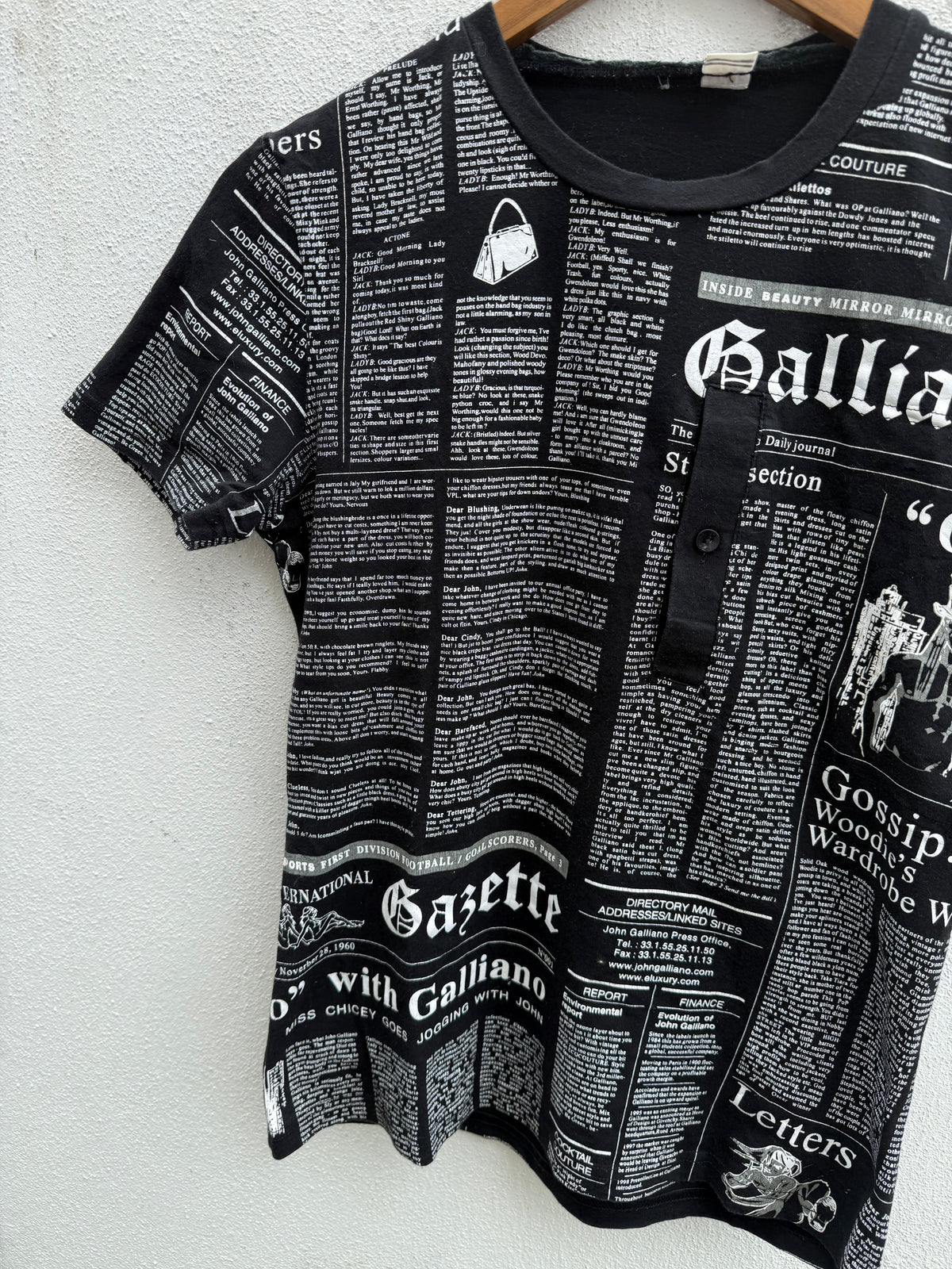 Vintage John Galliano Newspaper Tshirt Made In Italy