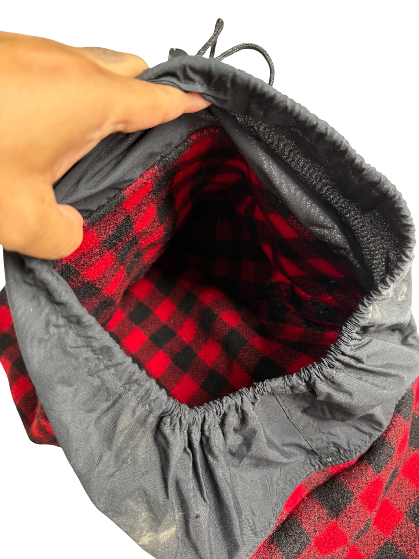 Vintage Johnson Woolen Mills Buffalo Plaid Wool Backpack Made in USA