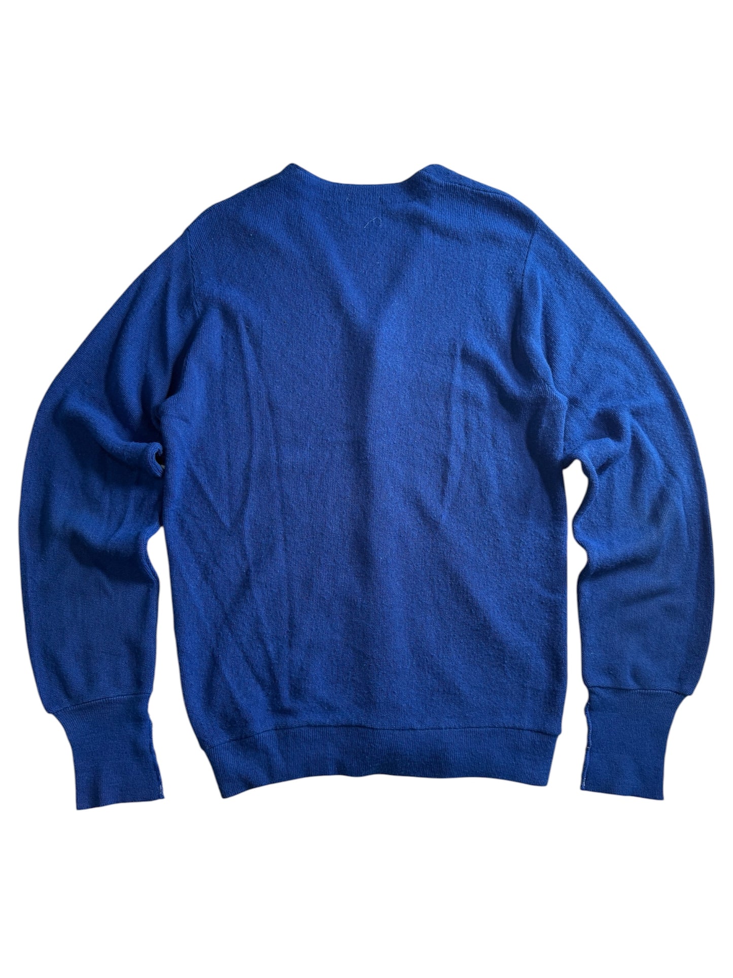 Vintage 1960s–70s Orlon Acrylic Knit Blue Cardigan Made In Usa