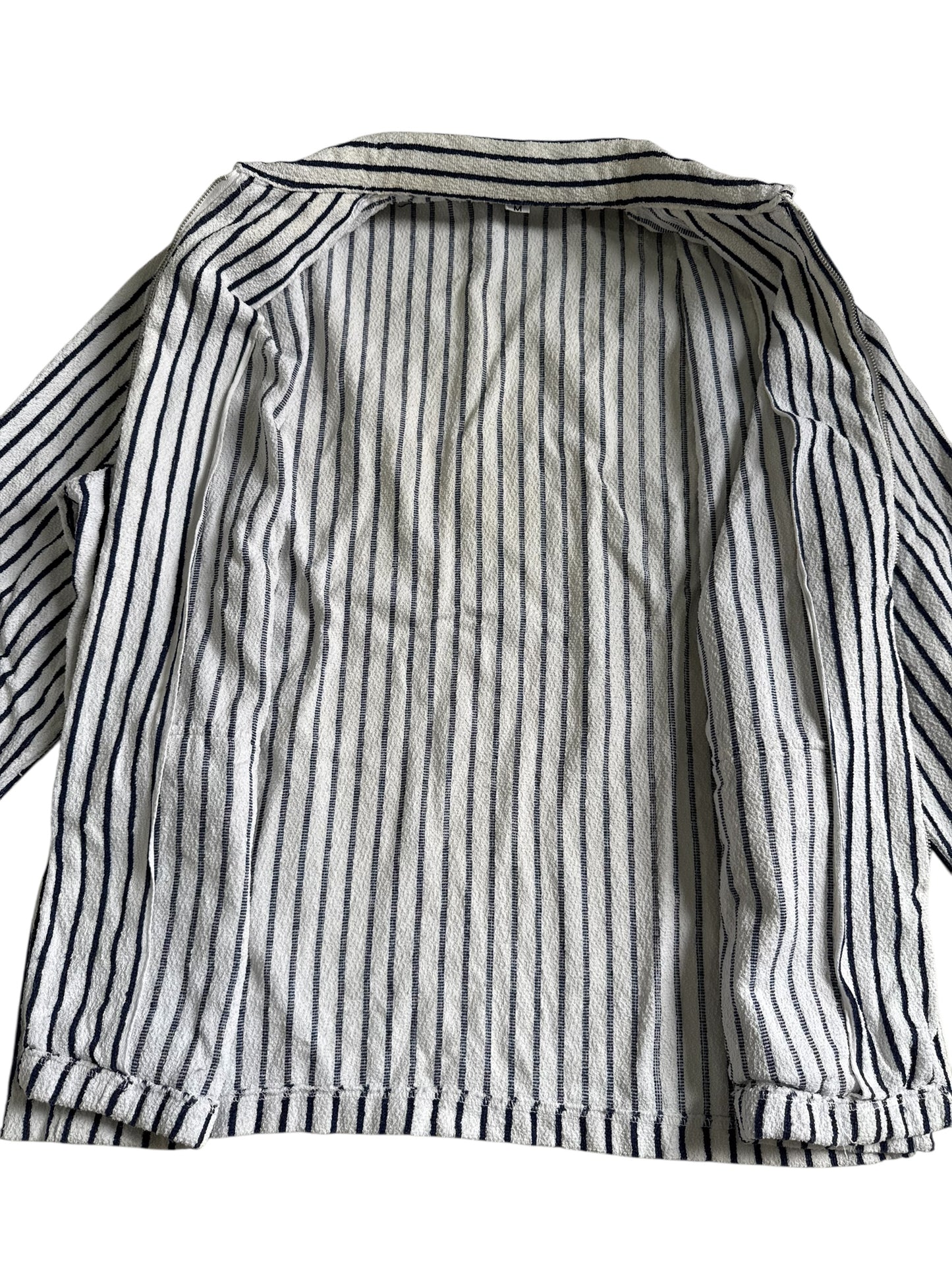 Vintage 1960s 70s Abercrombie & Fitch Terry Cloth Striped Zip Jacket