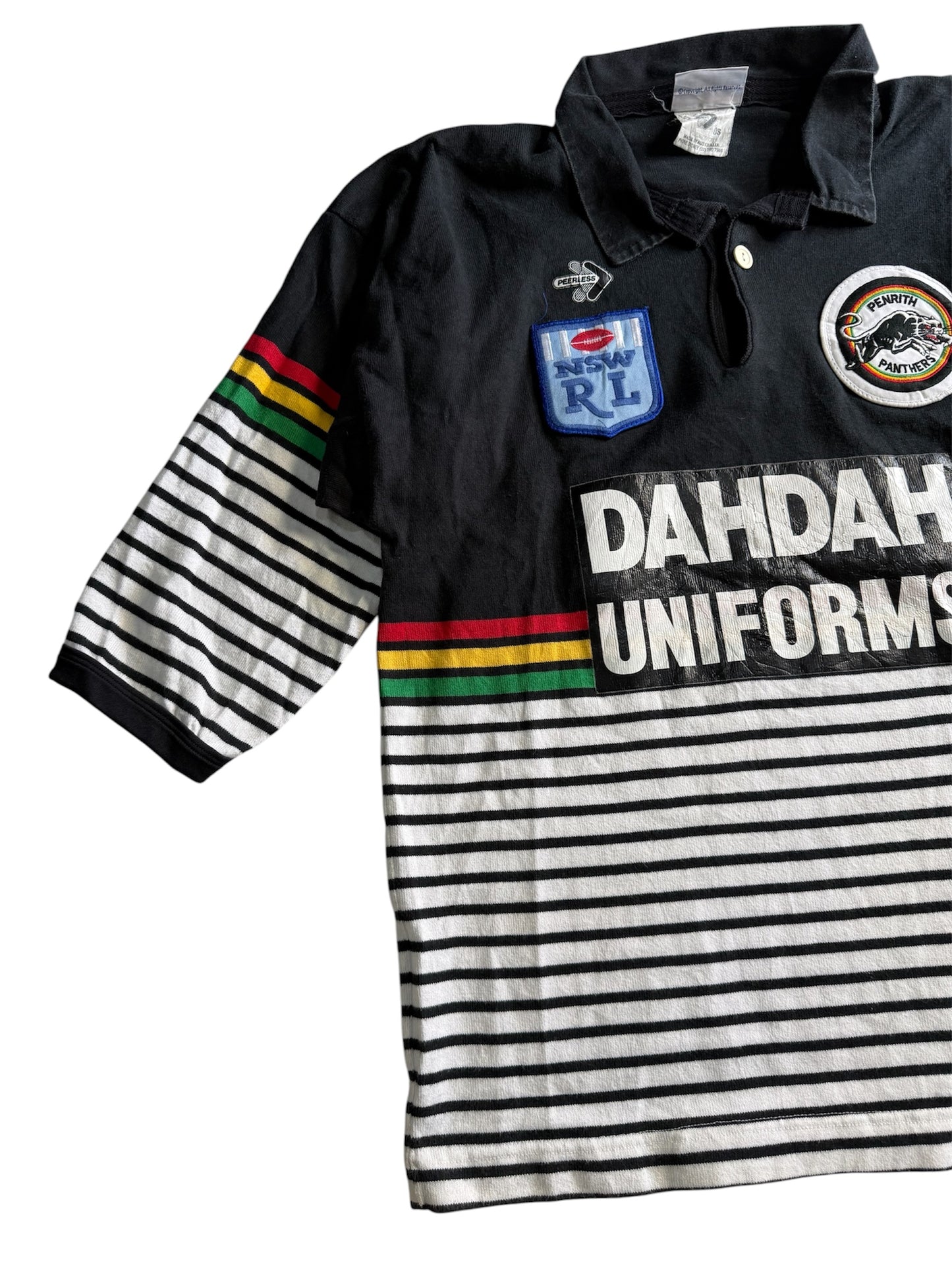 Vintage Penrith Panthers Rugby Jersey Dahdah Uniforms NSW RL Striped