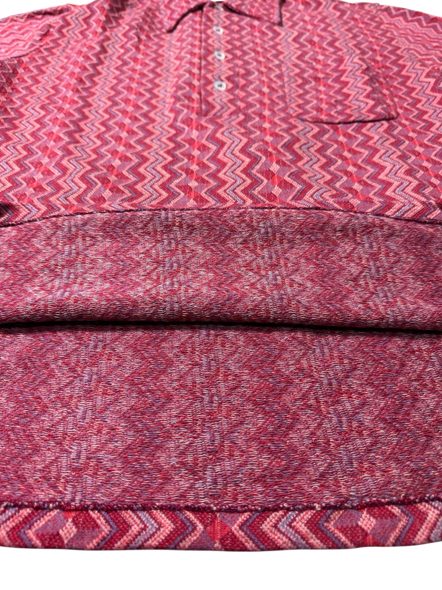 True Vintage 1950s–60s Hartog for May Co Woven Jacquard Shirt Zigzag Pattern