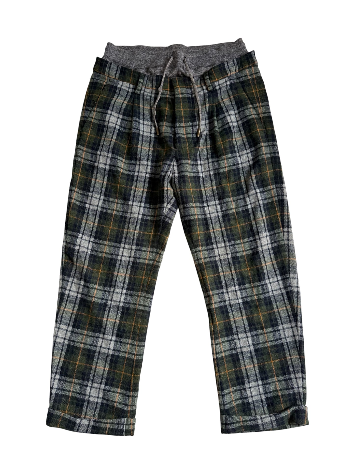 Dsquared2 Plaid Wool Blend Drawstring Trousers Made in Italy Designer Pants