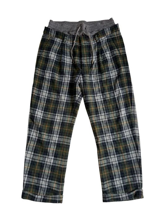 Dsquared2 Plaid Wool Blend Drawstring Trousers Made in Italy Designer Pants