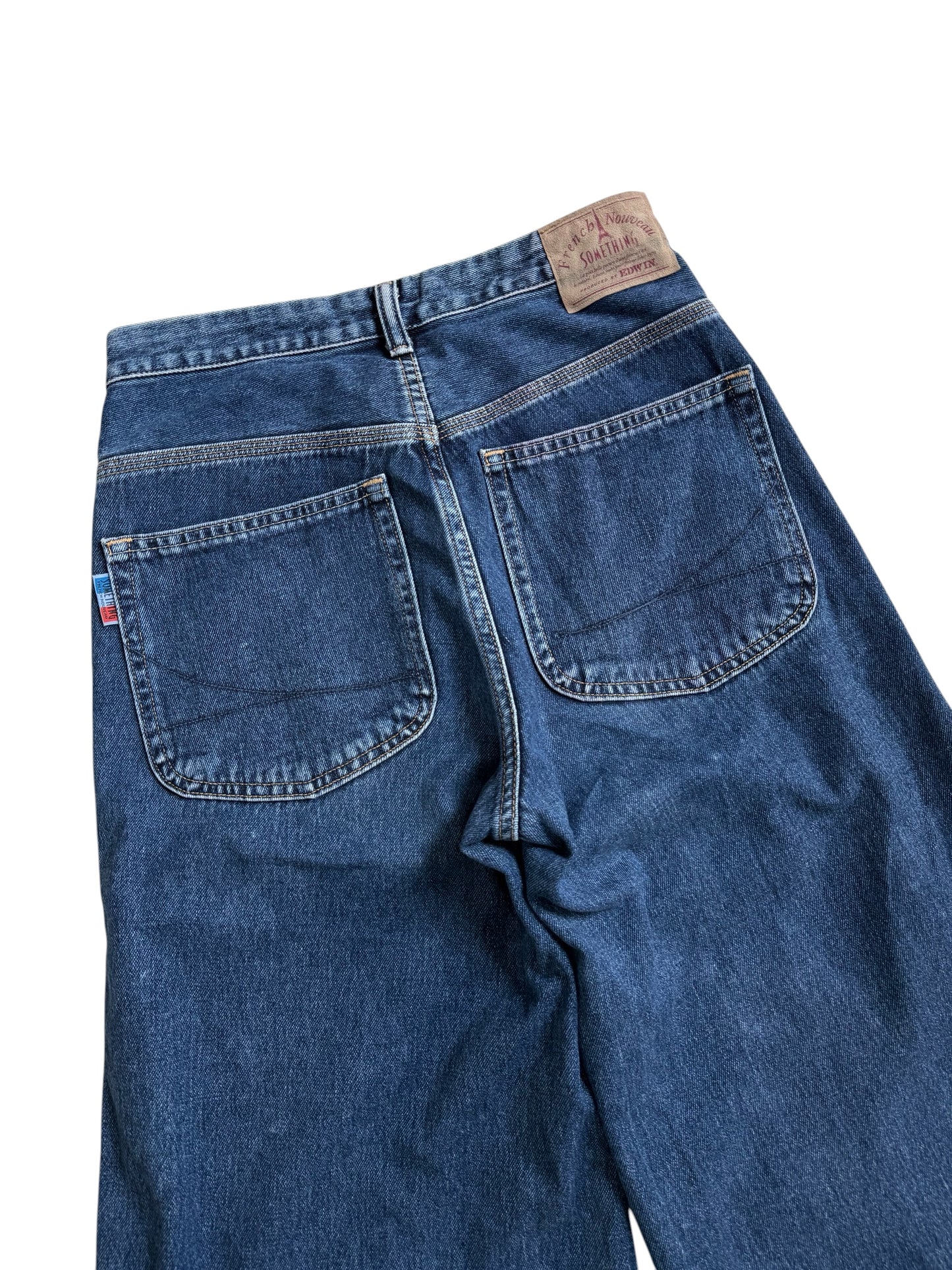 Vintage Something French Nouveaux Wide Leg Denim Jeans Made in Japan