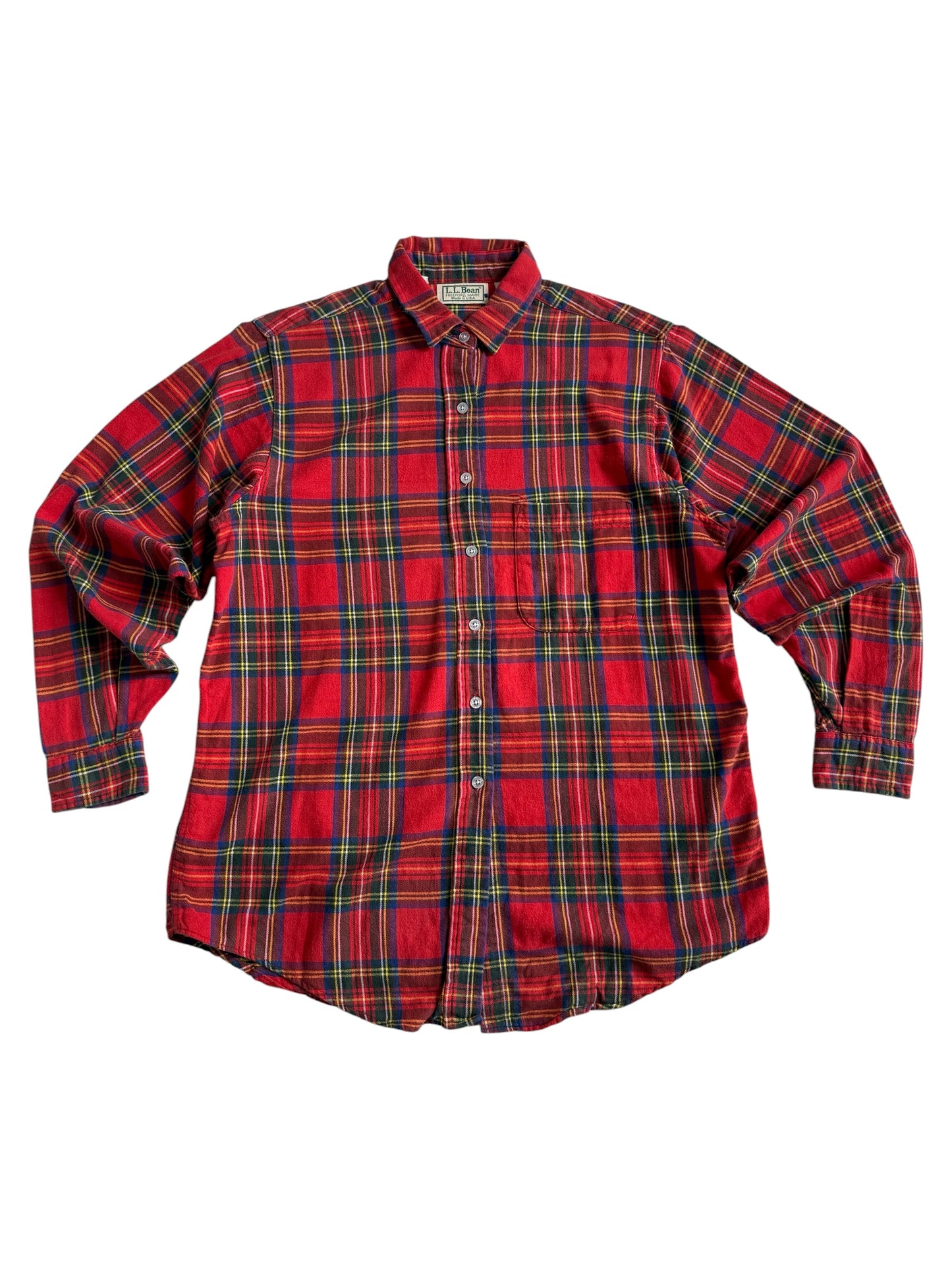 Vintage LL Bean Made in USA Red Tartan Flannel Shirt