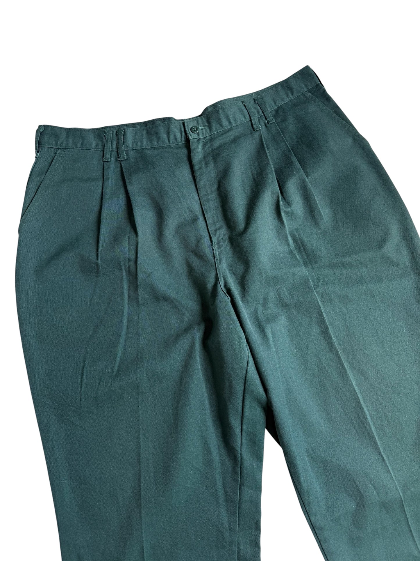 Vintage Dickies Green Work Pants Pleated Trousers USA