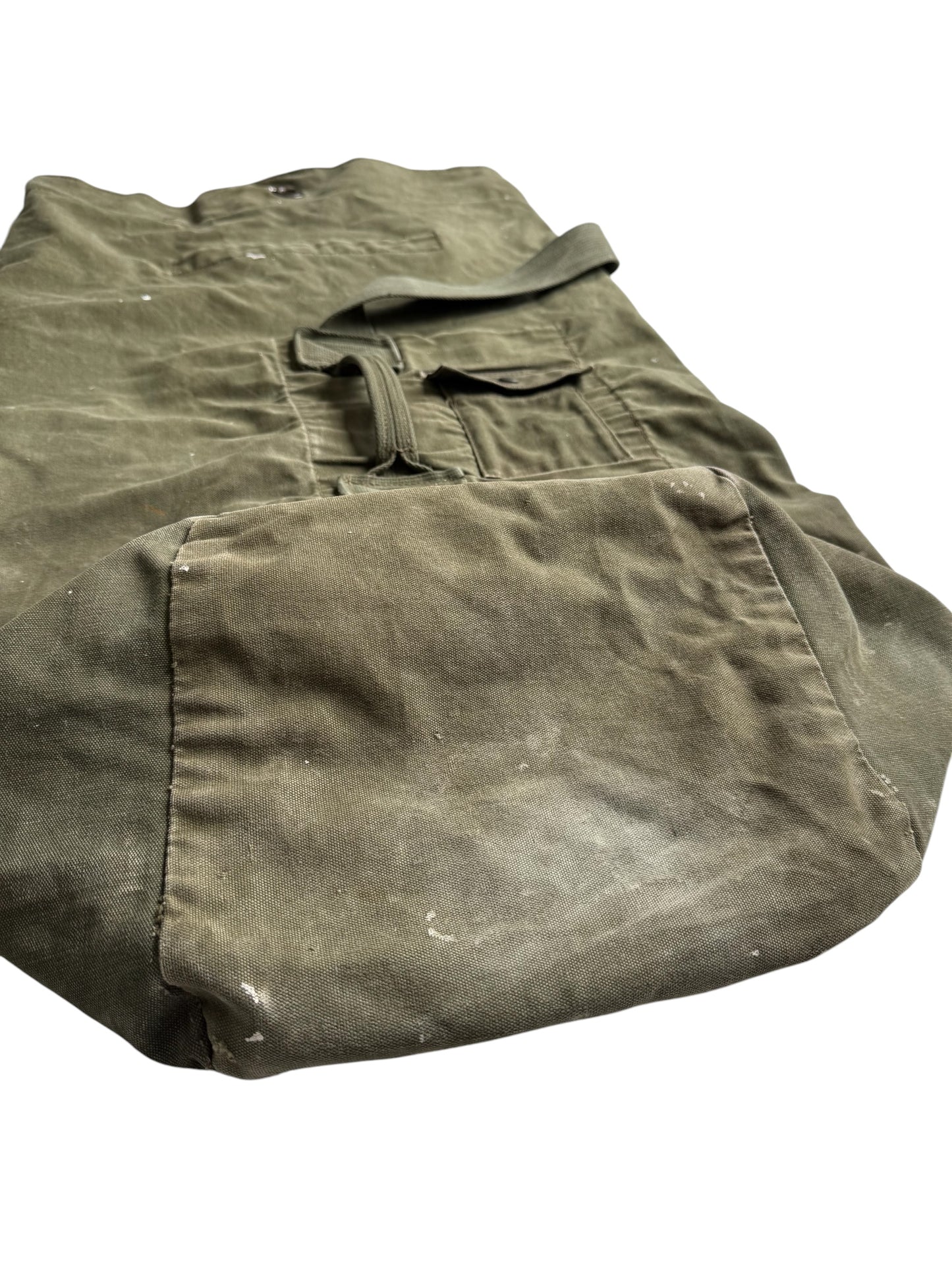 Vintage 50s-60s Us Army Olive Drab Canvas Top-Load Duffle Bag