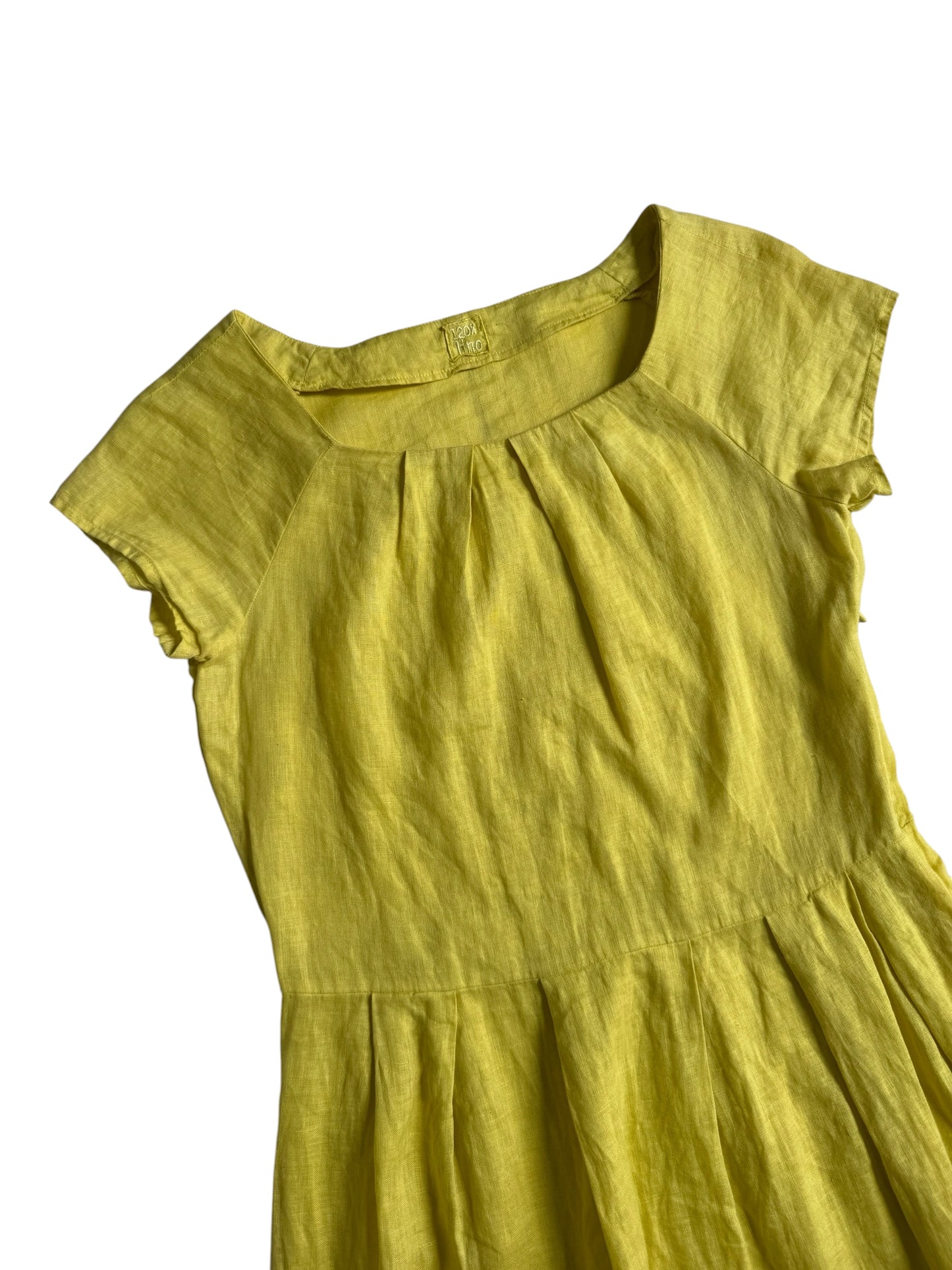 120% Lino Italy Linen Yellow Midi Dress