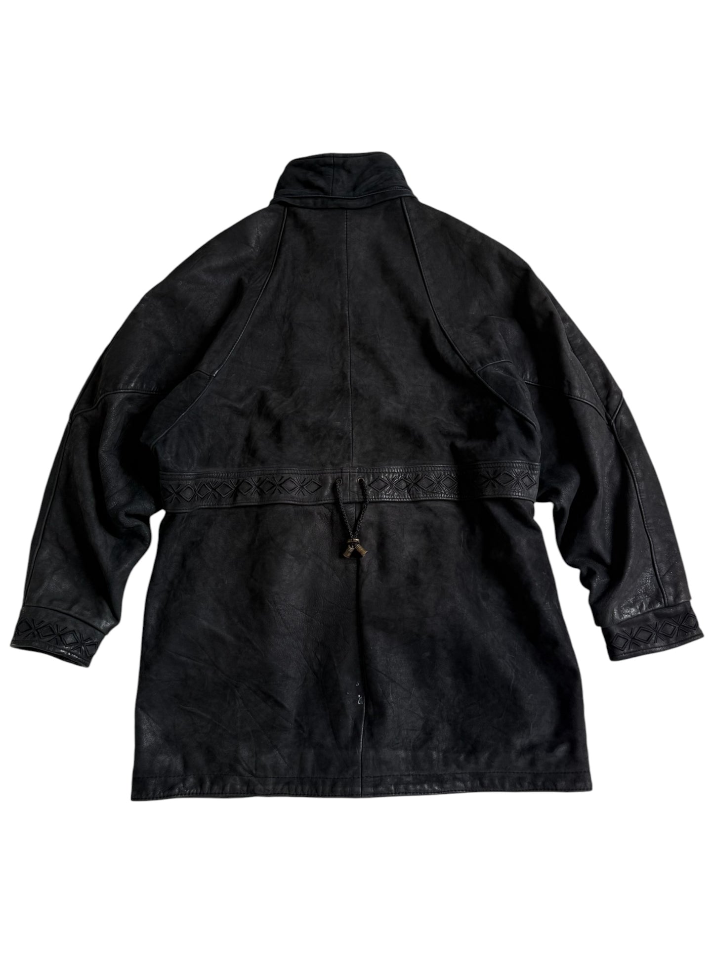 Vintage 1980s Natural Stefany French Tanners Leather Toggle Coat