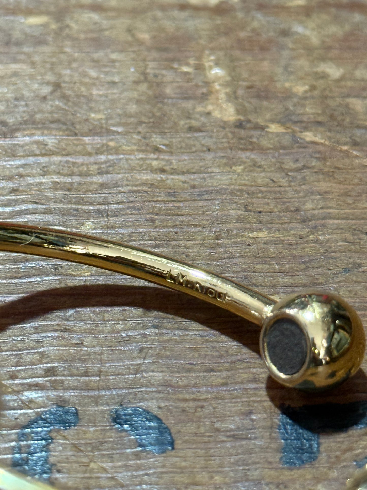 Vintage Gold Tone Cuff Bracelet Ball End
