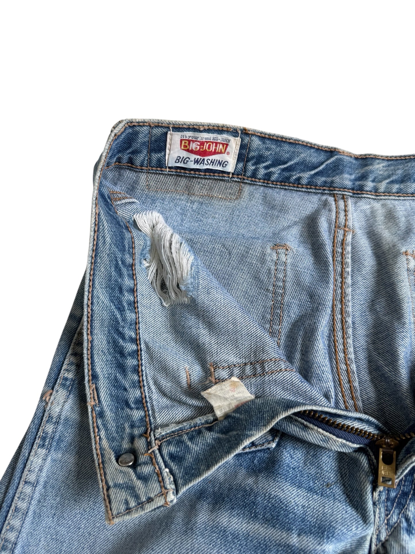 Vintage Big John Big-Washing Flare Bell Bottom Distressed Denim Jeans Japan