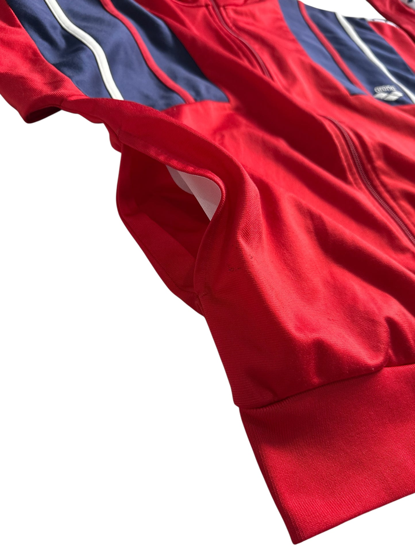 Vintage 80s 90s Arena Track Jacket Side Tape Training Top Red Navy