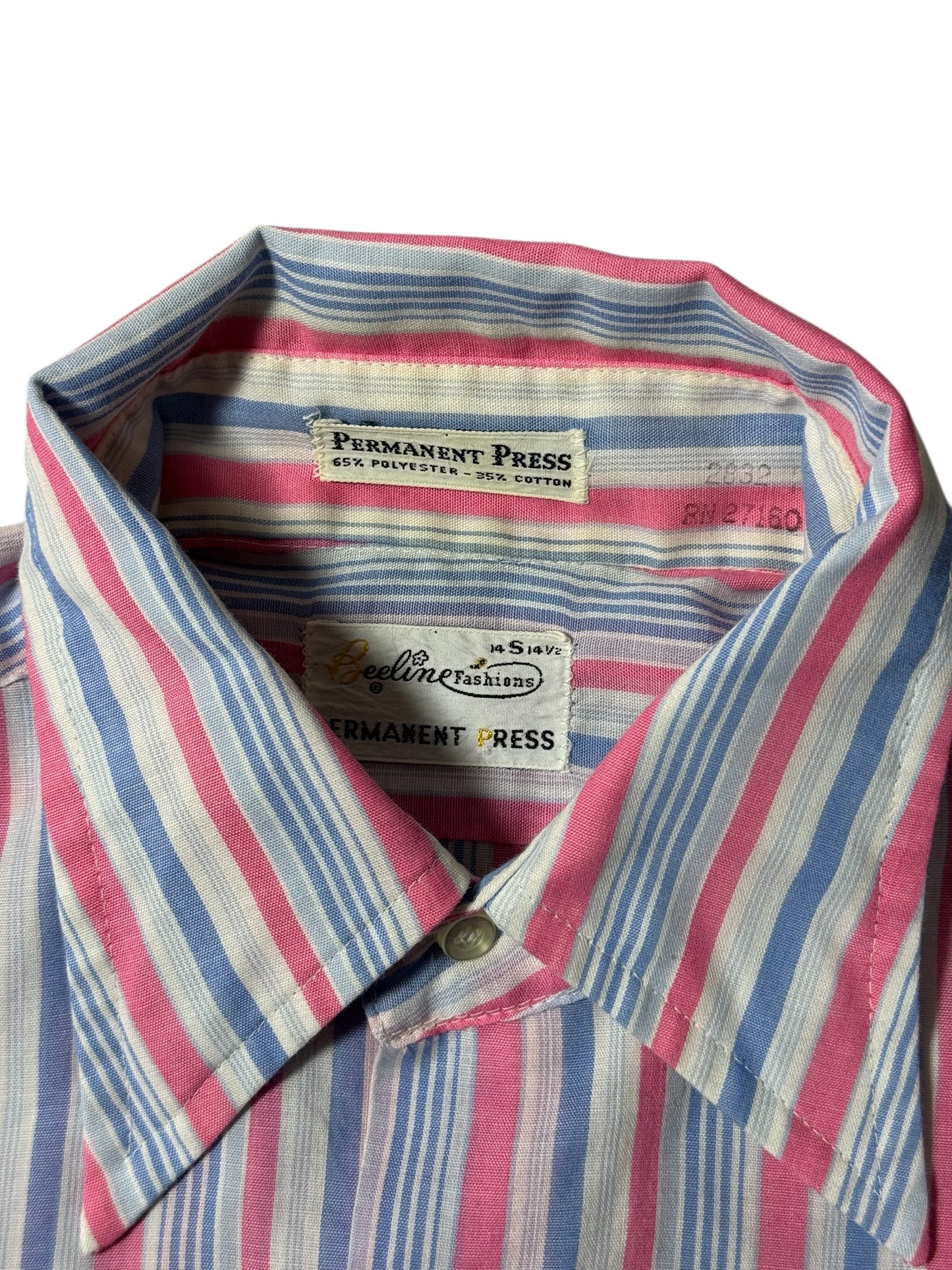 Vintage 1970s–80s Beeline Permanent Press Stripe Shirt Made In Usa