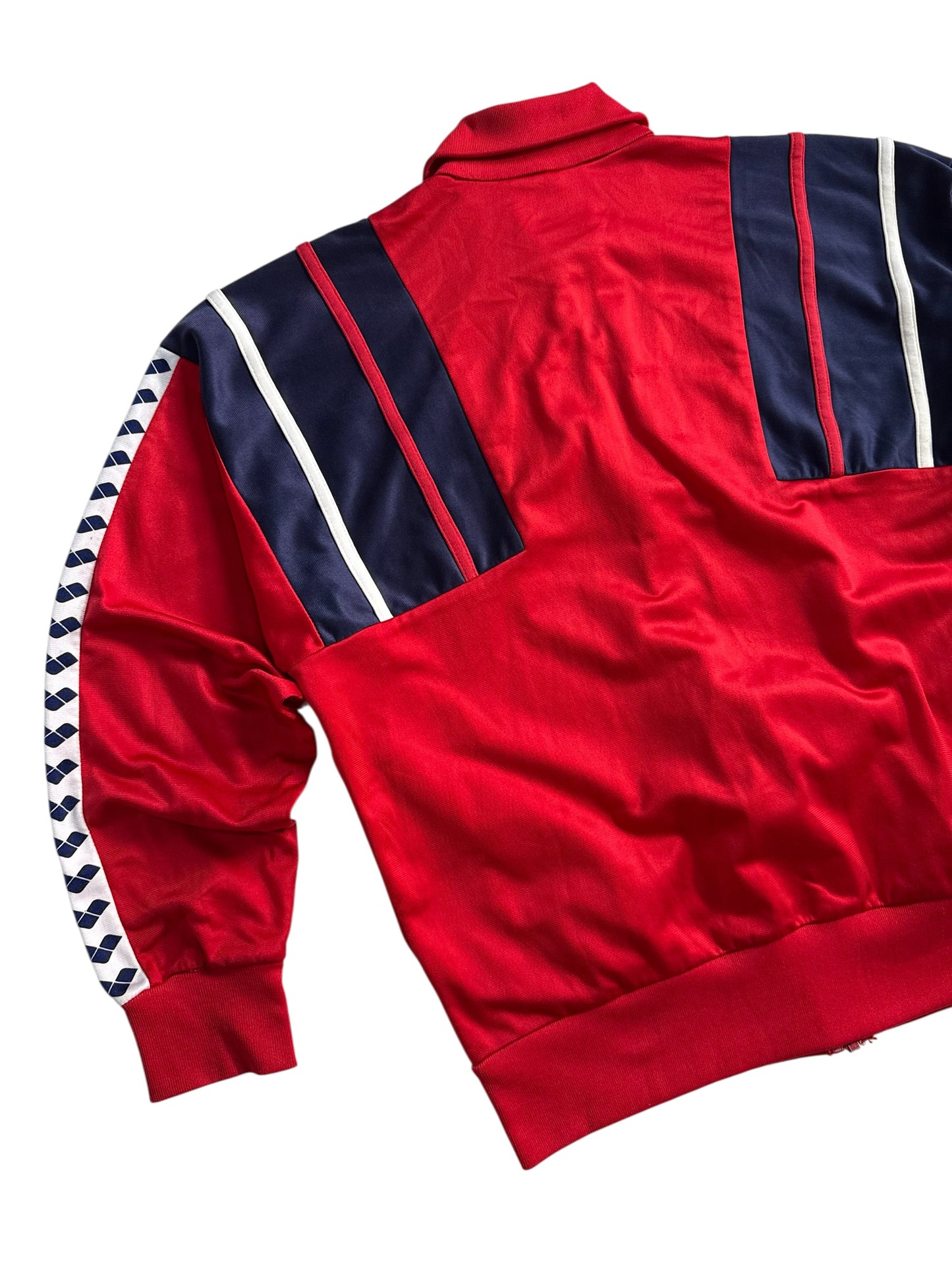 Vintage 80s 90s Arena Track Jacket Side Tape Training Top Red Navy