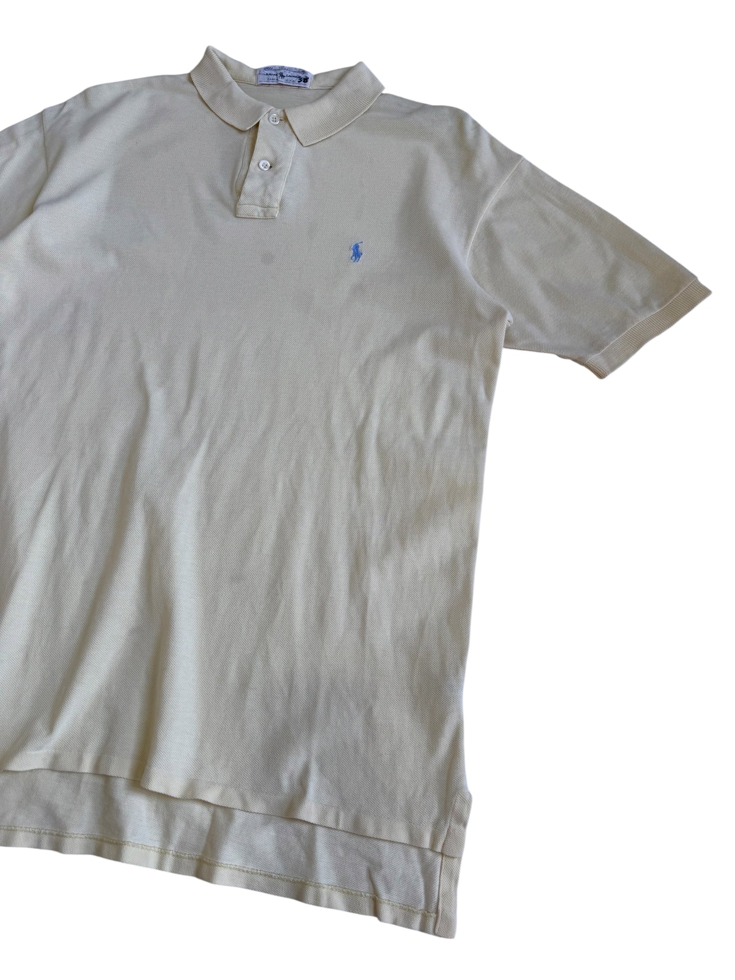 Vintage 80s Ralph Lauren Authentic Roughwear Yellow Polo Shirt Made In Usa
