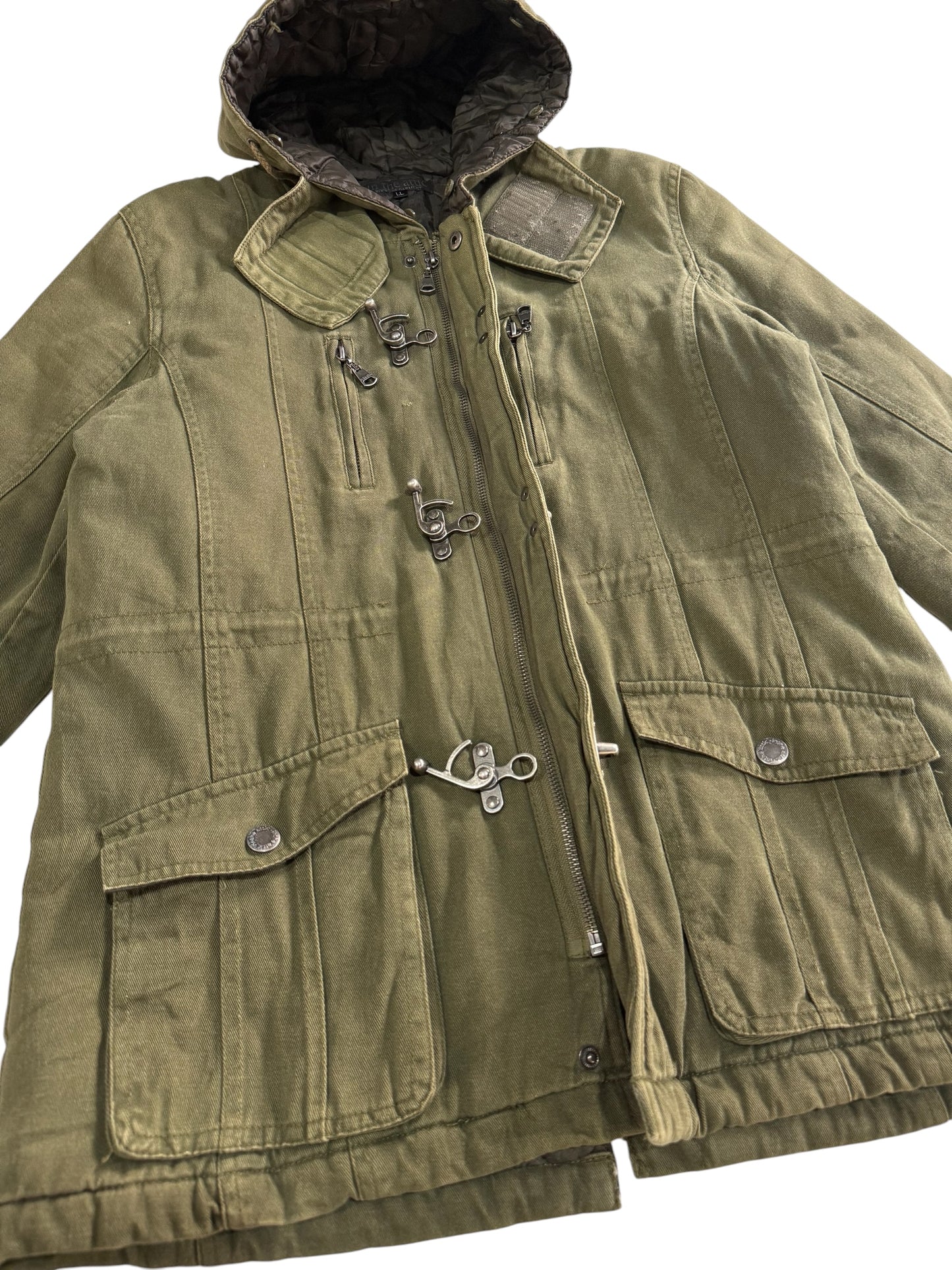 Vintage In The Attic Japan Hooded Military Jacket Olive Green Fireman Clasp Parka