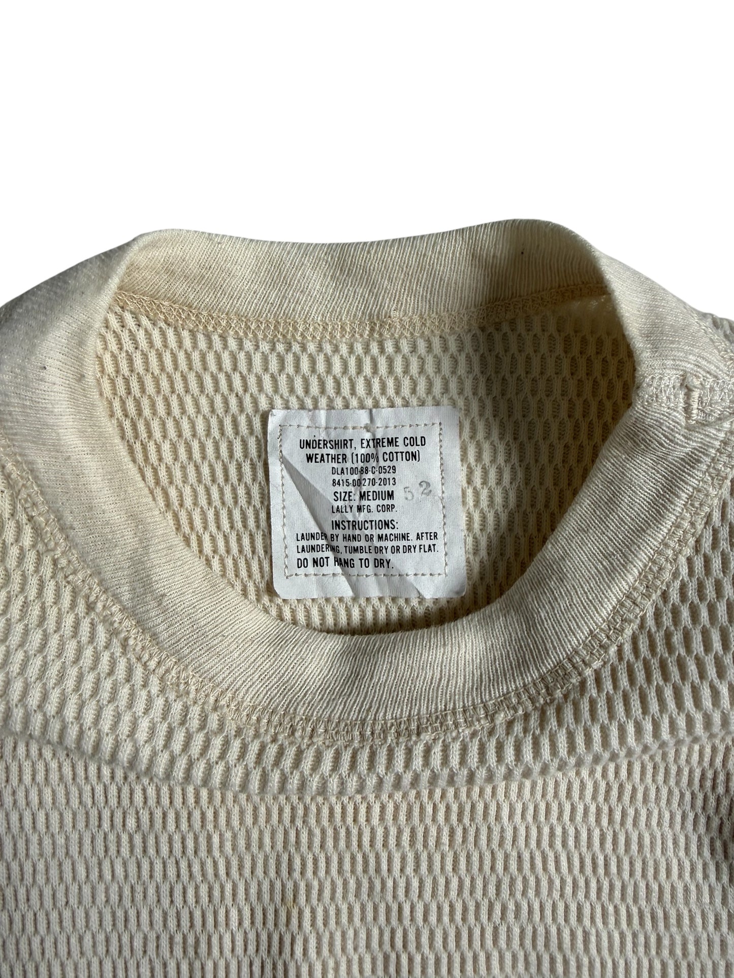 Vintage 1980s US Military Extreme Cold Weather Waffle Thermal Shirt