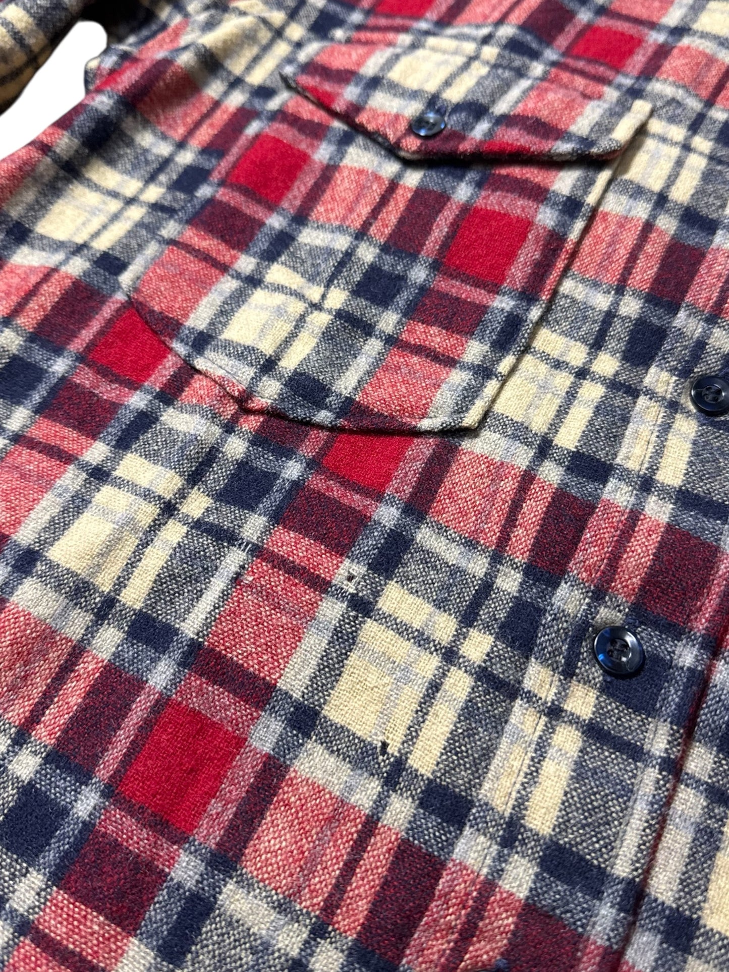 Vintage 1980s Pendleton Plaid Wool Flannel Shirt USA Made