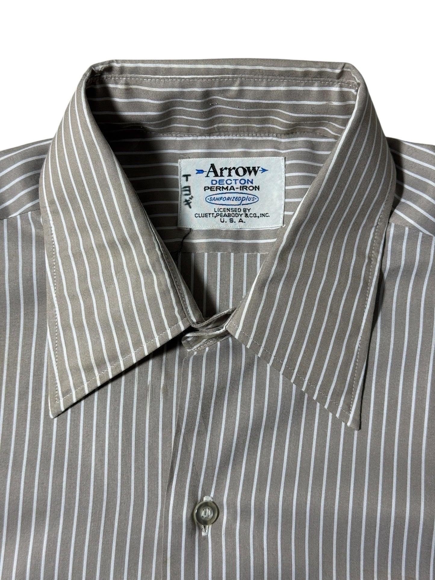Vintage 1970s–80s Arrow Decton Perma-Iron Stripe Shirt USA