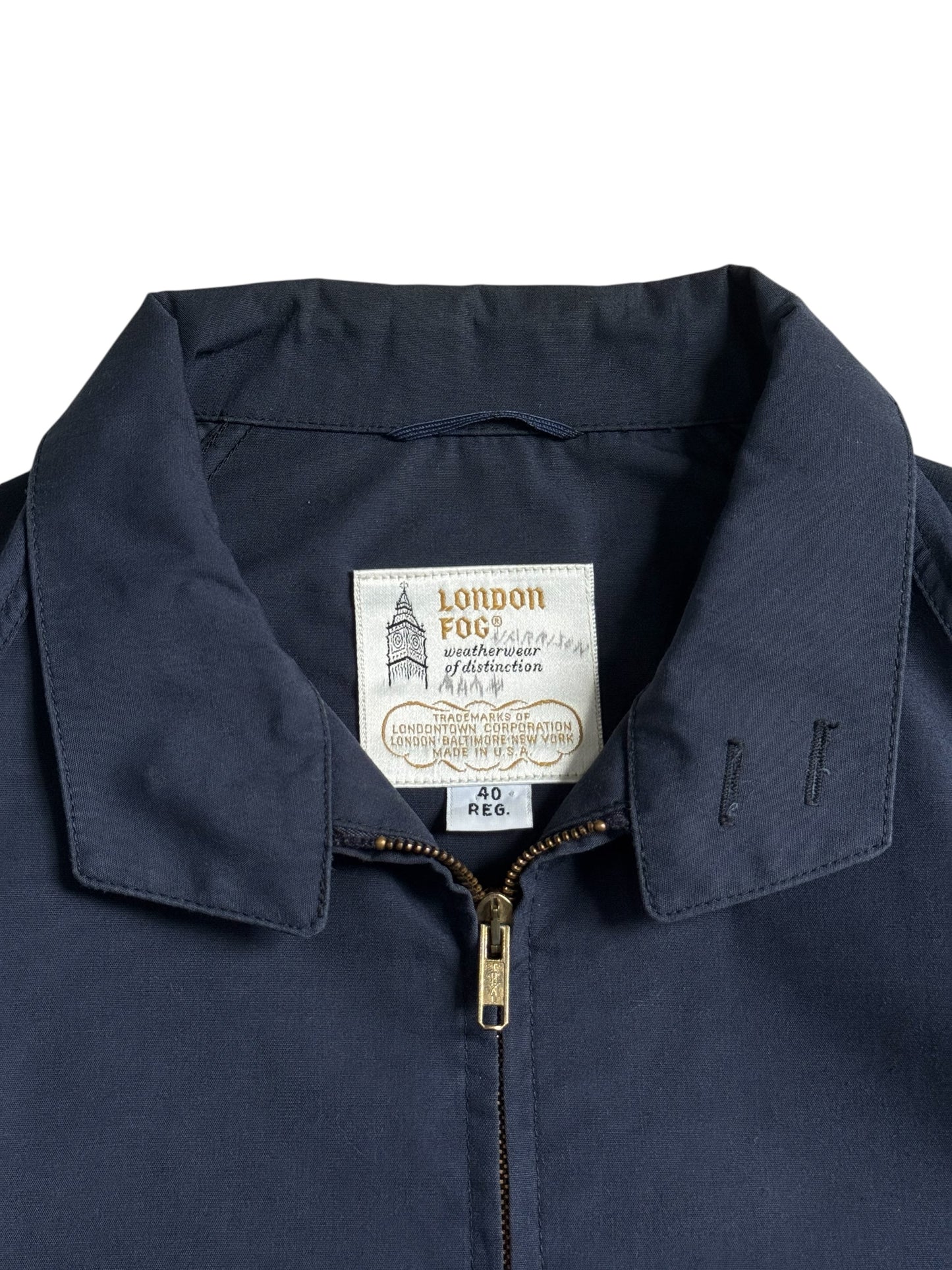 Vintage London Fog Weatherwear Navy Harrington Jacket Made in USA