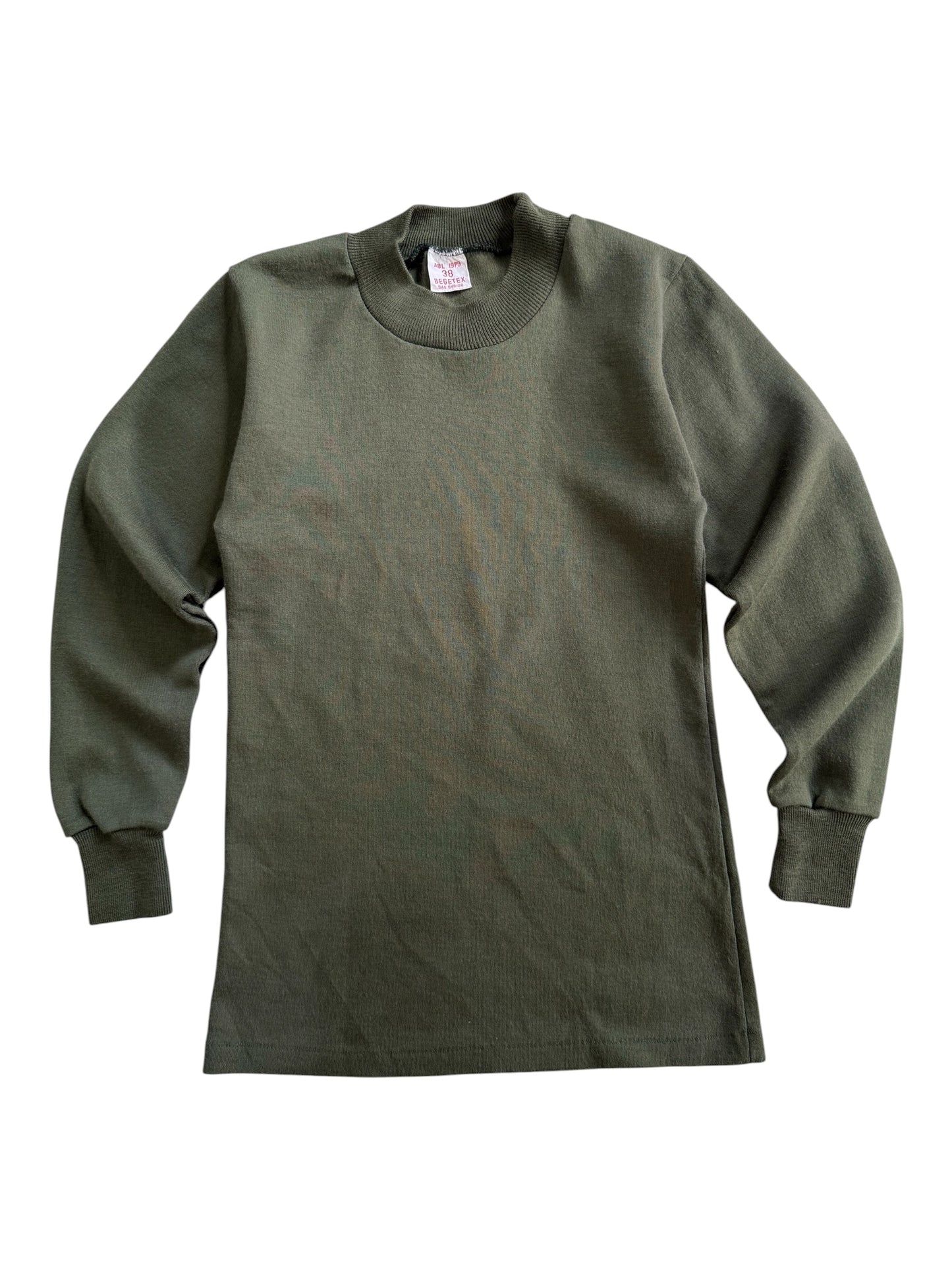 Vintage 1979 Belgian Military Olive Green Thermal Crewneck Shirt BEGETEX