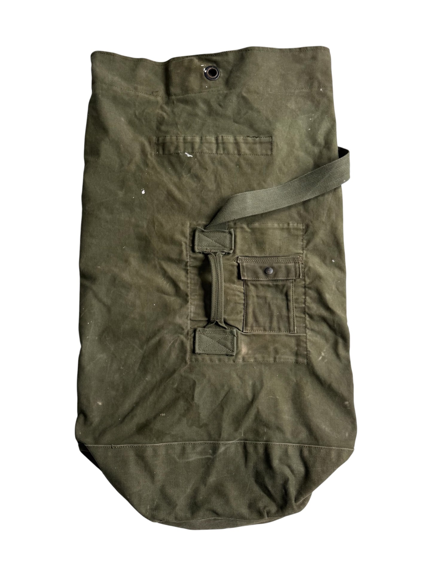Vintage 50s-60s Us Army Olive Drab Canvas Top-Load Duffle Bag