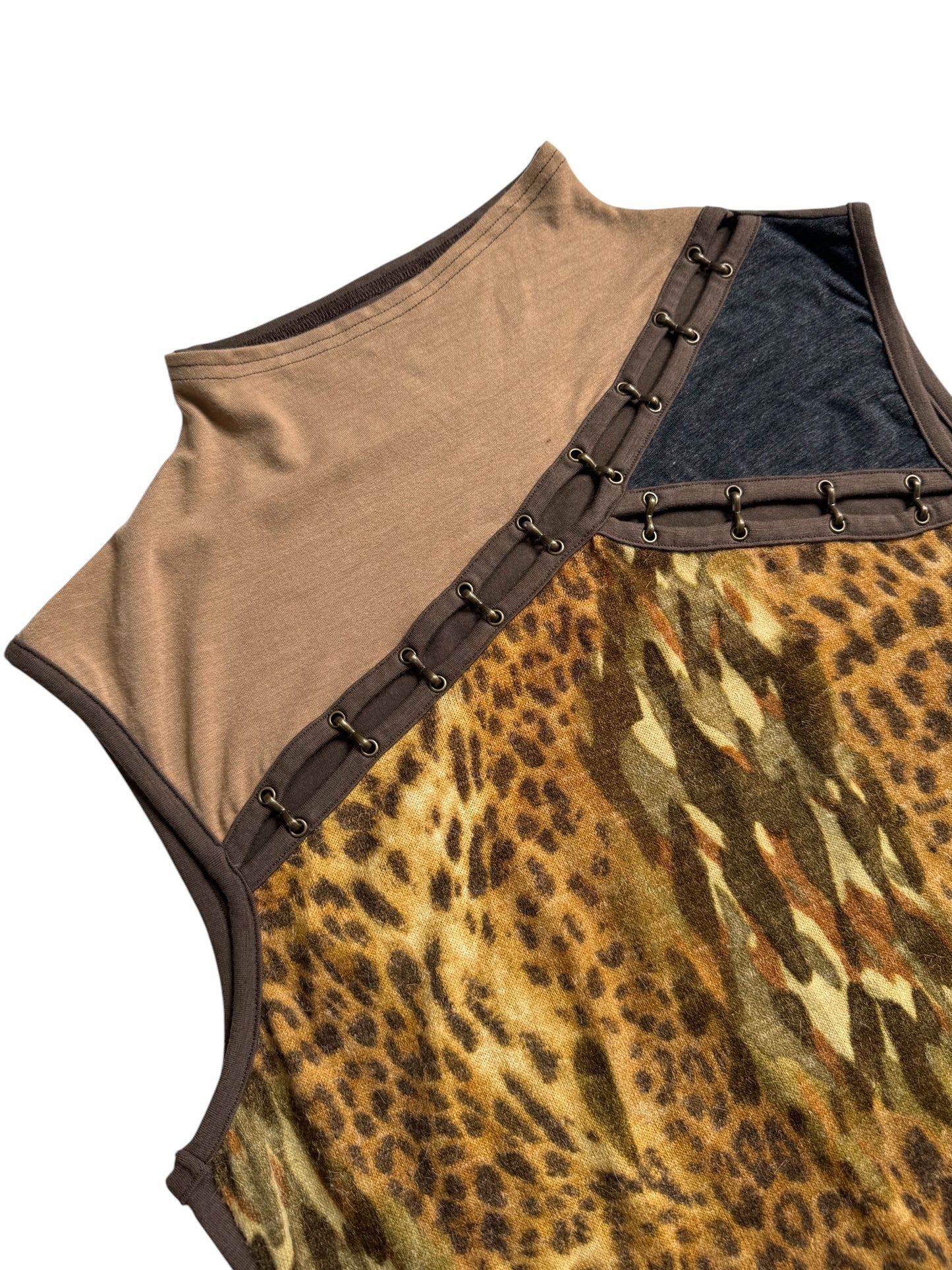 Via Faburrica by TGM Leopard Print Sleeveless Top Y2K Punk Goth