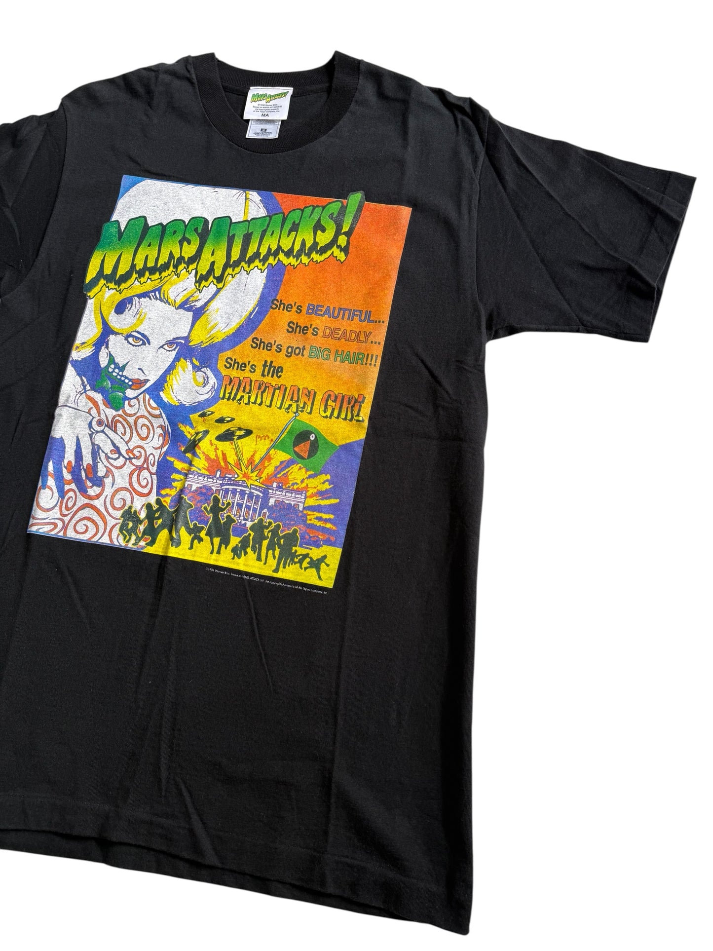 Vintage 1990s Mars Attacks Martian Girl Movie Tshirt