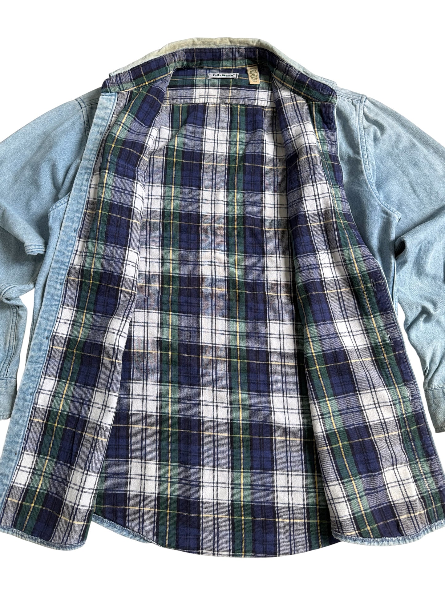 Vintage LL Bean Flannel Lined Denim Shirt Jacket Made in USA
