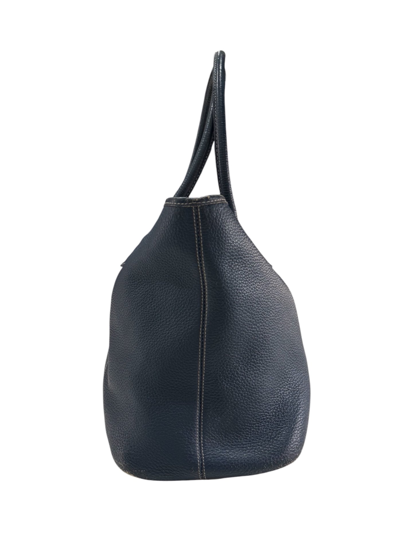 Beams Heart Navy Pebbled Leather Tote Bag Large Shopper Shoulder Bag
