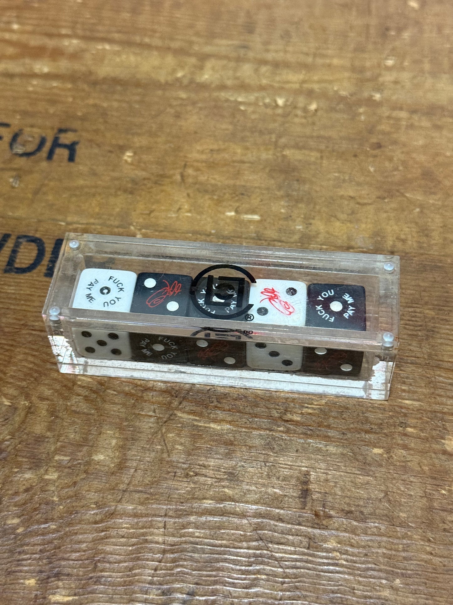 Clot Supreme Dice Desk Toy “Fuck You Pay Me” Acrylic Case
