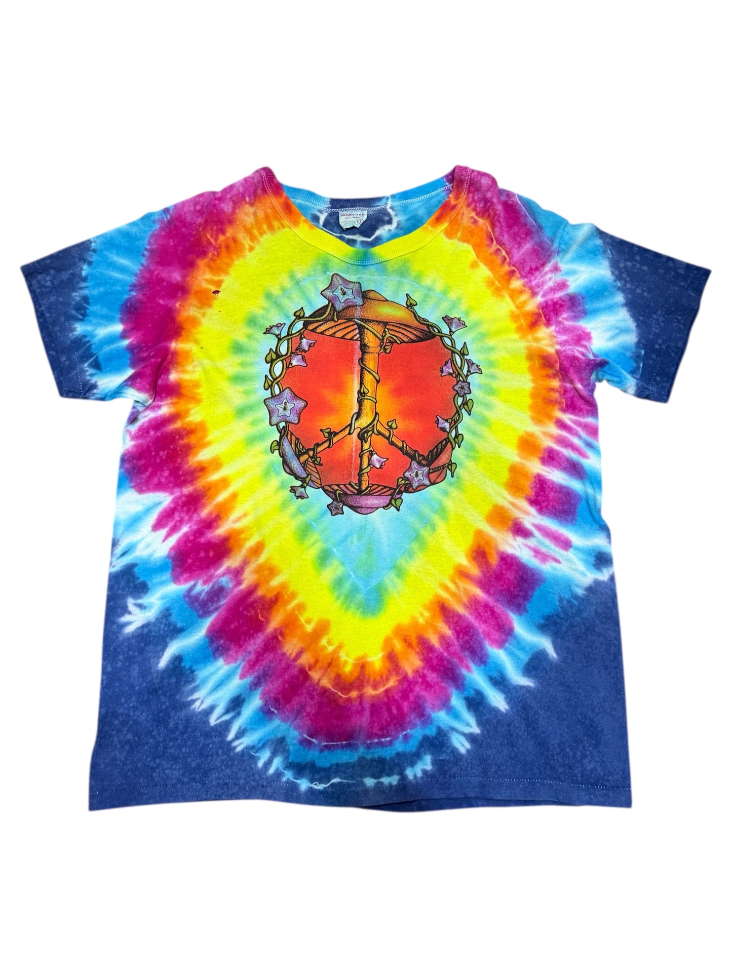 Vintage 1990s Tie Dye Peace Symbol Tshirt Psychedelic Hippie