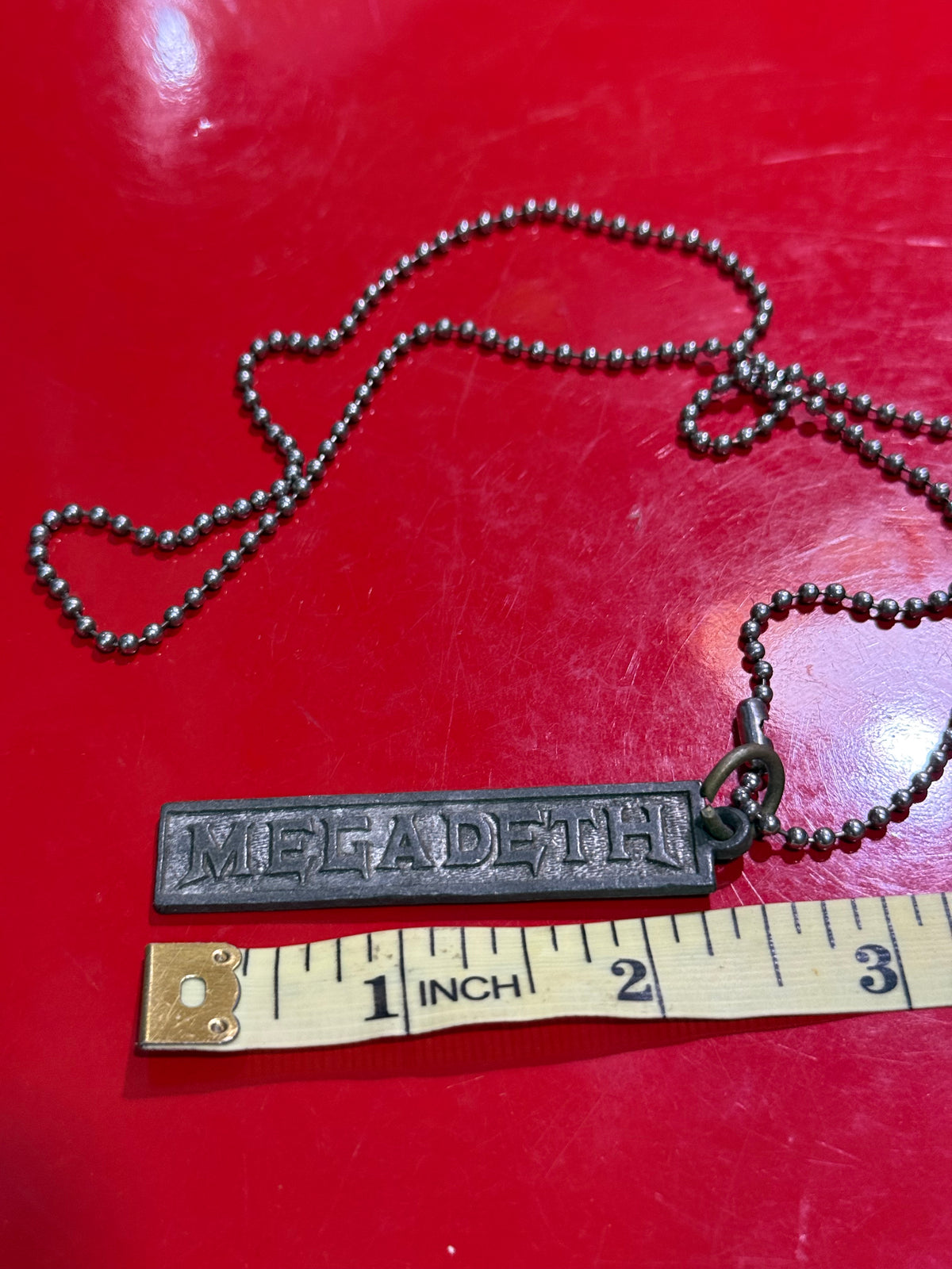 Vintage 2000s Megadeth Logo Metal Pendant Necklace Ball Chain