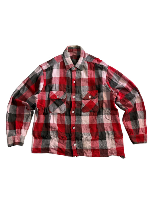 Vintage Distressed Plaid Flannel Shirt