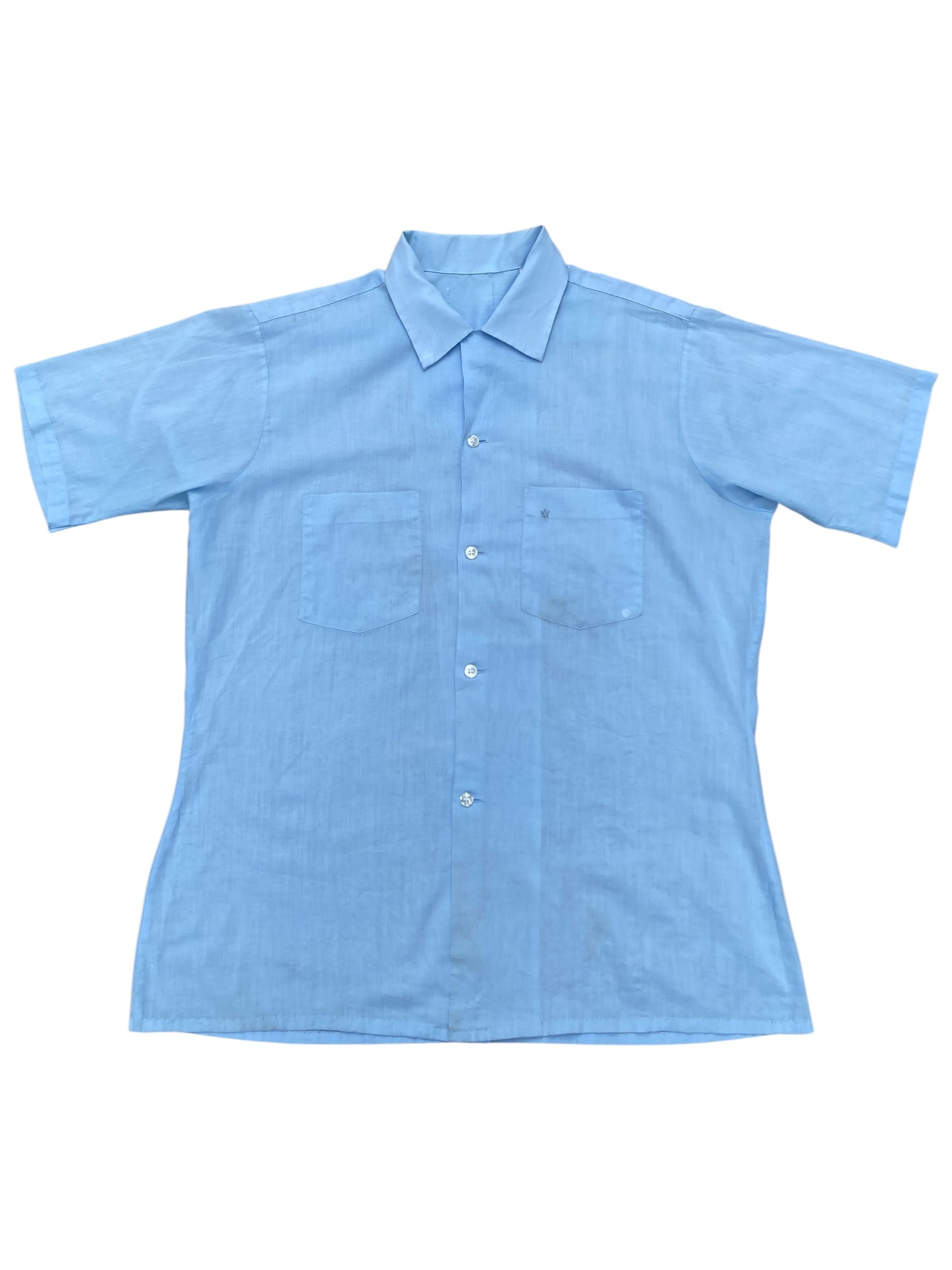 Vintage 70s Sky Blue Short Sleeve Shirt