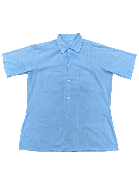Vintage 70s Sky Blue Short Sleeve Shirt