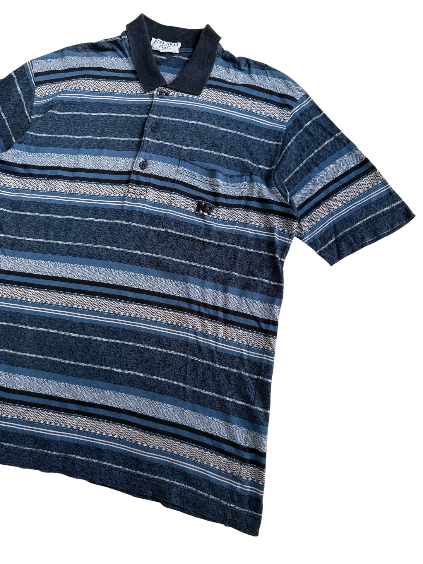 Vintage Nina Ricci Monsieur Paris Striped Polo Shirt Made in France