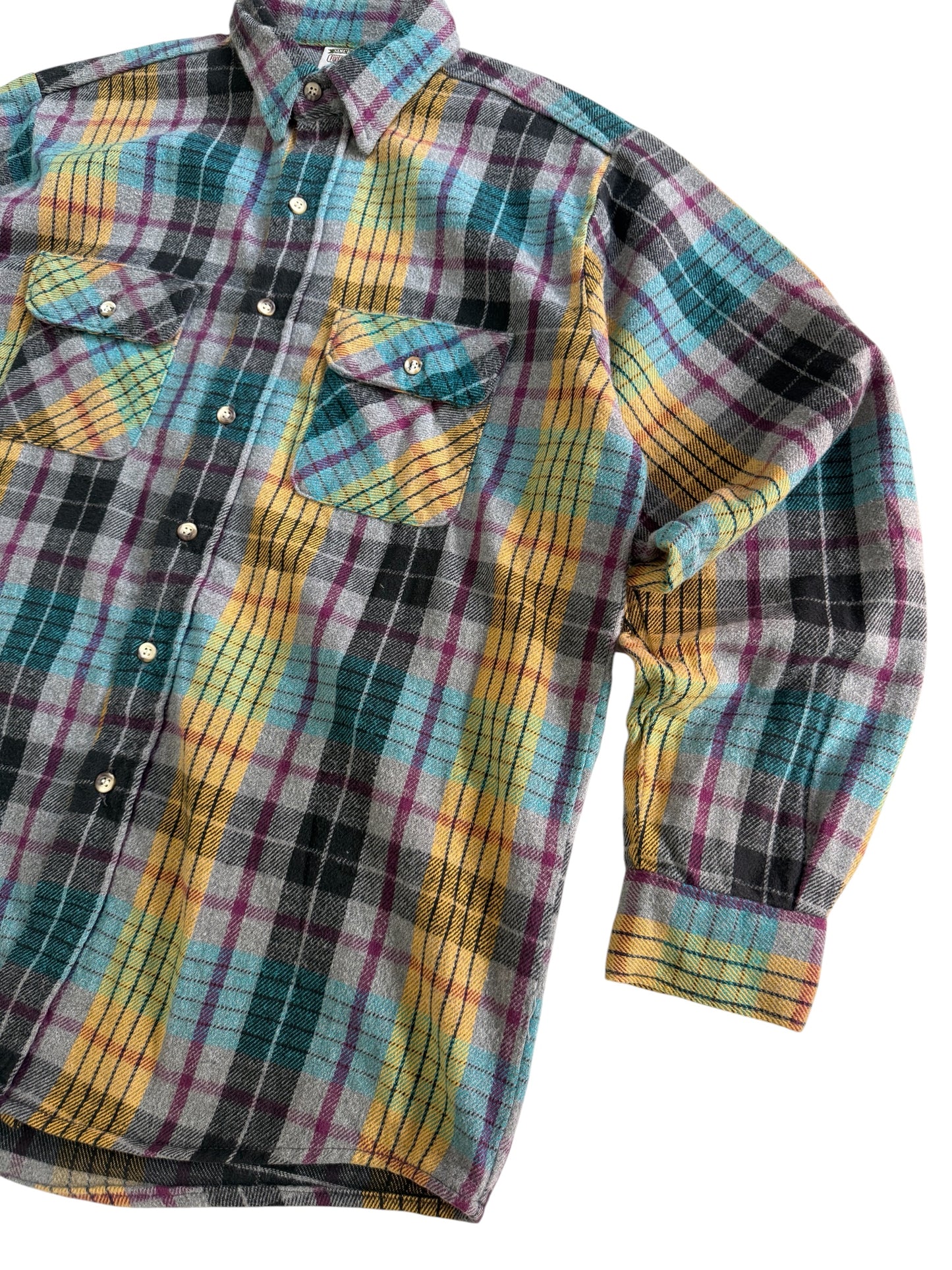 Vintage 1980s–90s Five Brother Plaid Flannel Shirt Made in USA