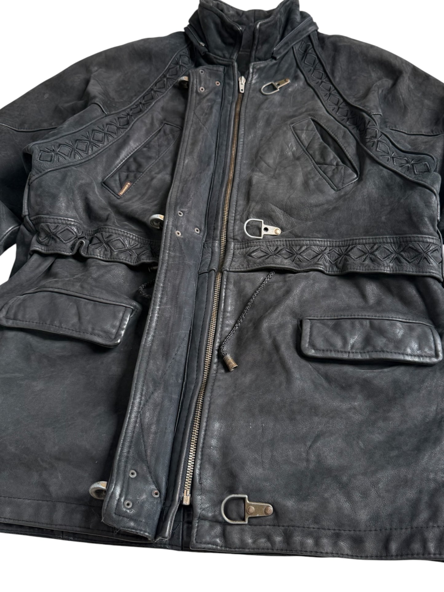 Vintage 1980s Natural Stefany French Tanners Leather Toggle Coat