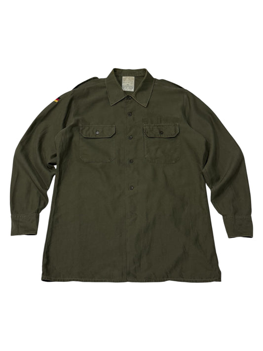 Vintage 1987 West German Army Field Shirt Olive Drab Bundeswehr Feuchter Ringelai