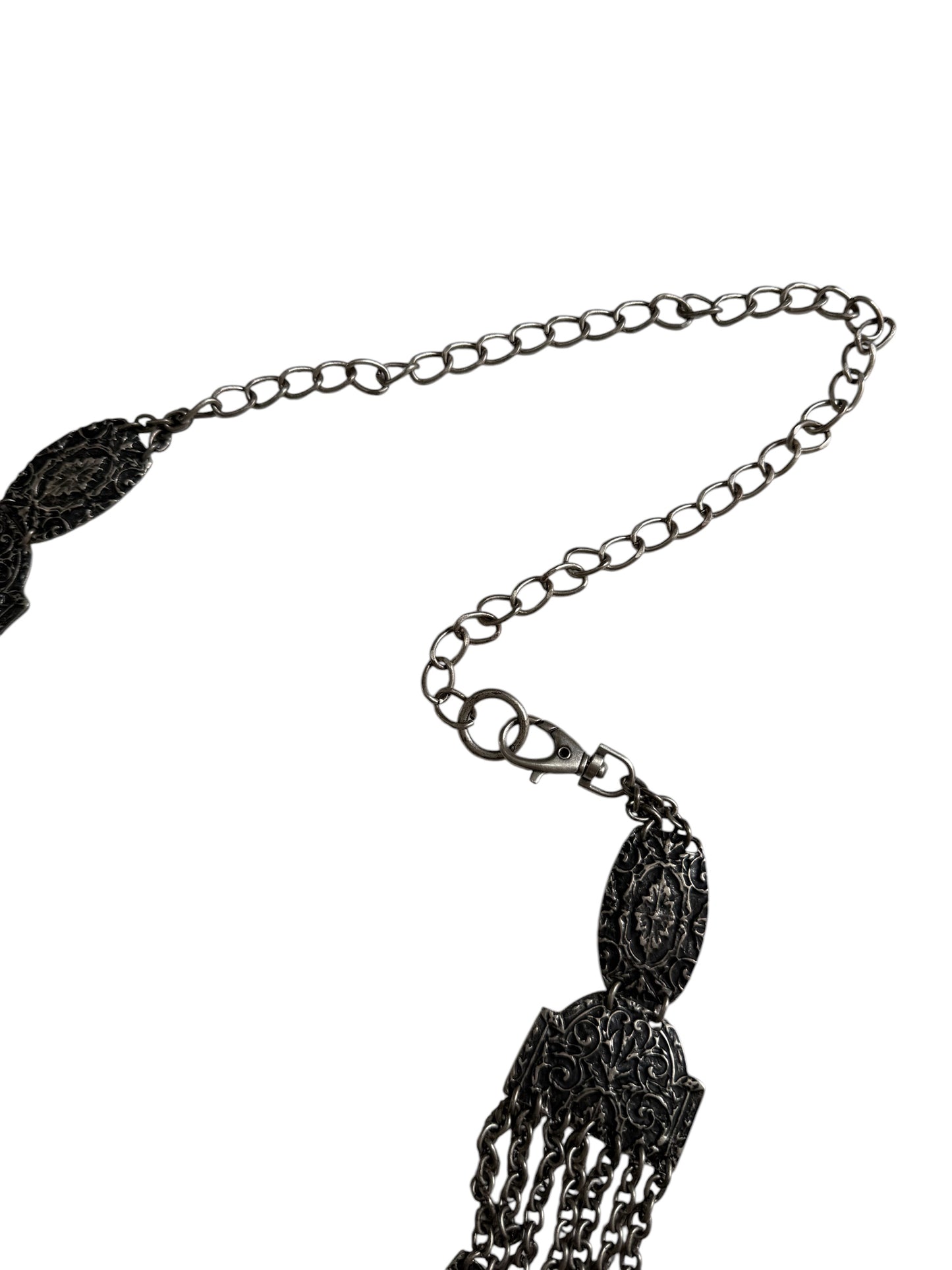 Vintage Gothic Ornate Chain Hip Belt Black Tone Boho Waist Chain Medieval Statement Accessory