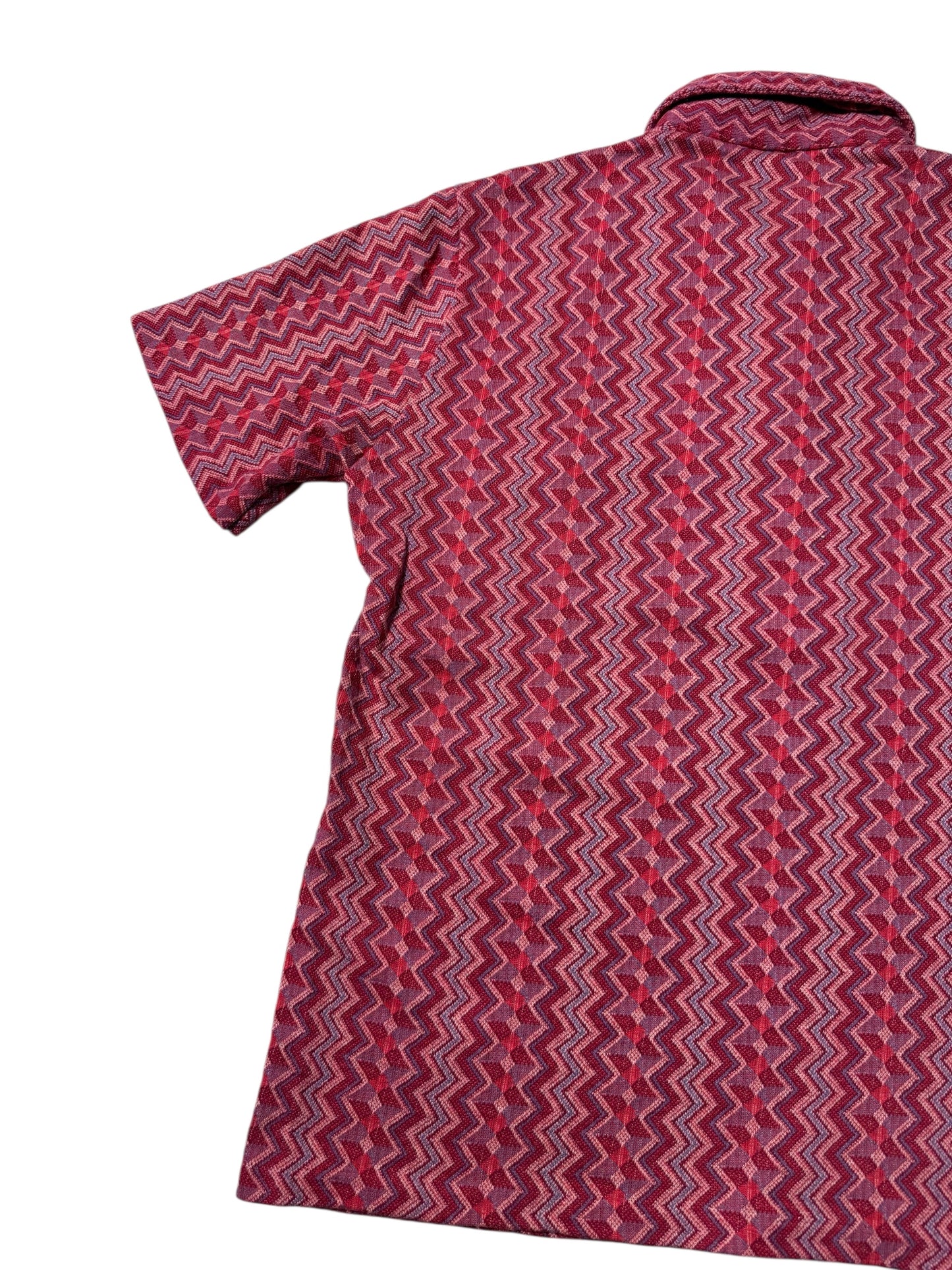 True Vintage 1950s–60s Hartog for May Co Woven Jacquard Shirt Zigzag Pattern