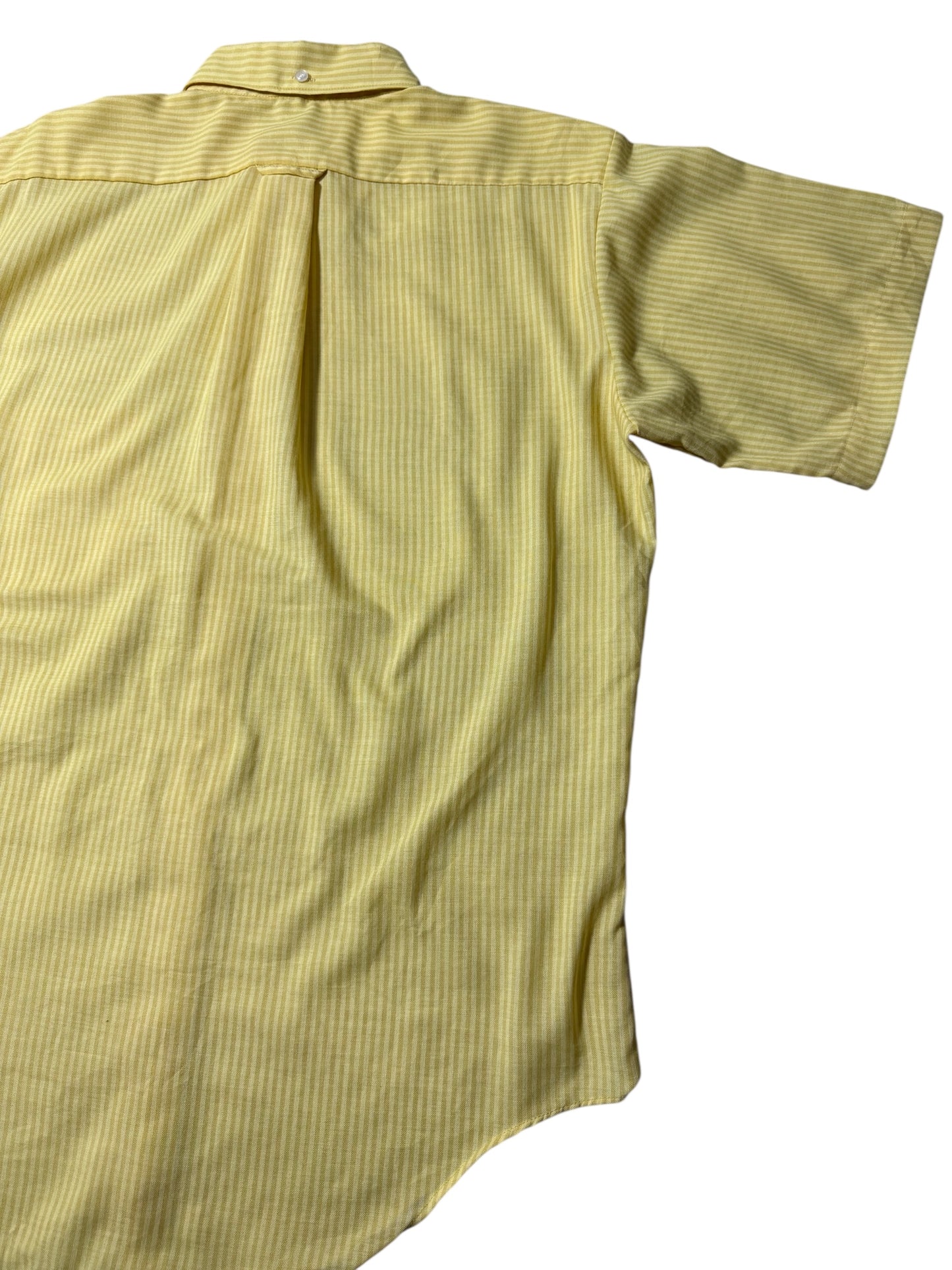 Vintage 1970s Kmart Permanent Press Button-Down Shirt Yellow Stripe