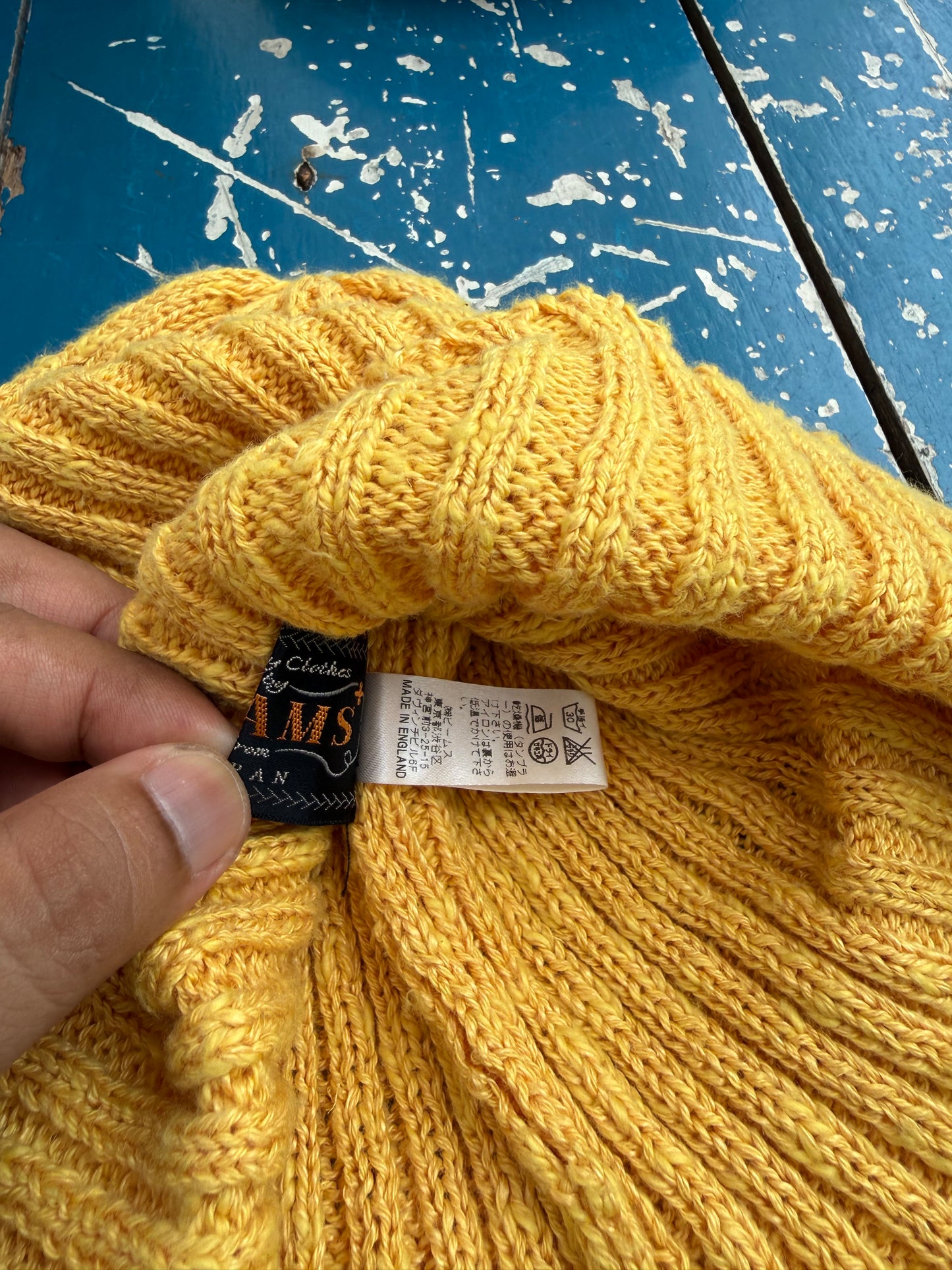 BEAMS Japan Made in England Mustard Yellow Rib Knit Beanie