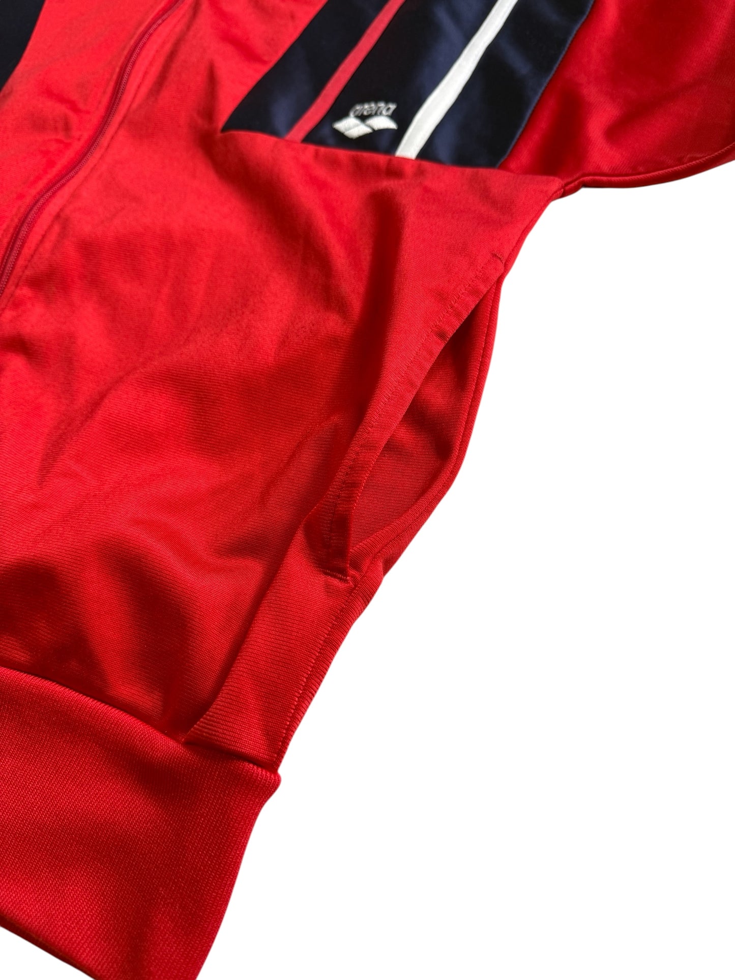Vintage 80s 90s Arena Track Jacket Side Tape Training Top Red Navy
