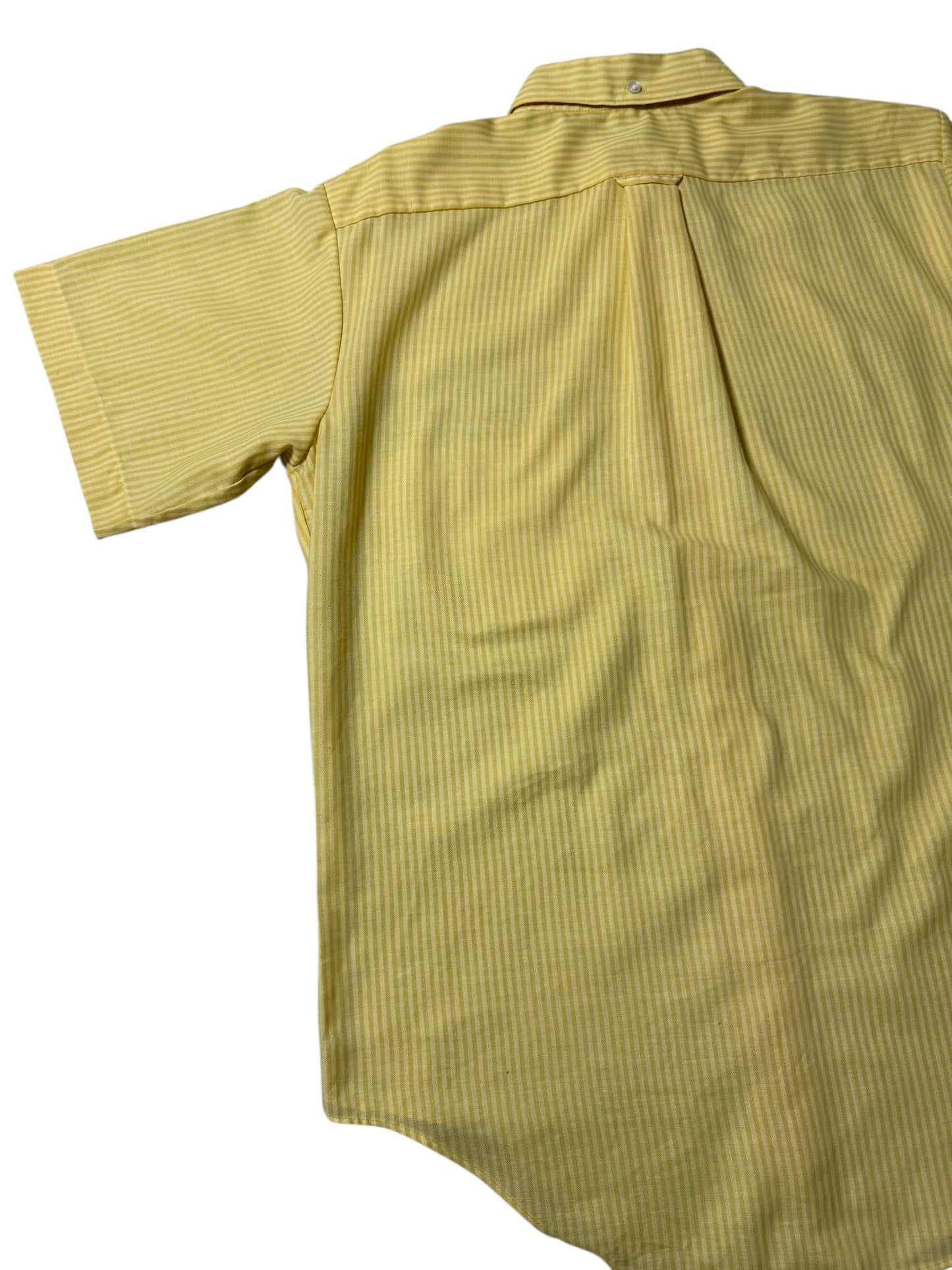 Vintage 1970s Kmart Permanent Press Button-Down Shirt Yellow Stripe