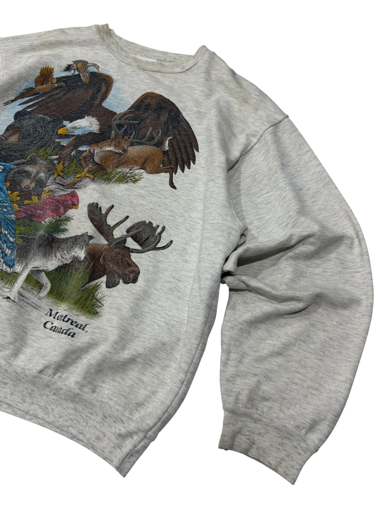 Vintage 90s Montreal Canada Wildlife Crewneck Sweatshirt