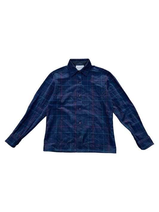 Vintage Pendleton Wool Flannel Shirt Navy Check Plaid USA Made