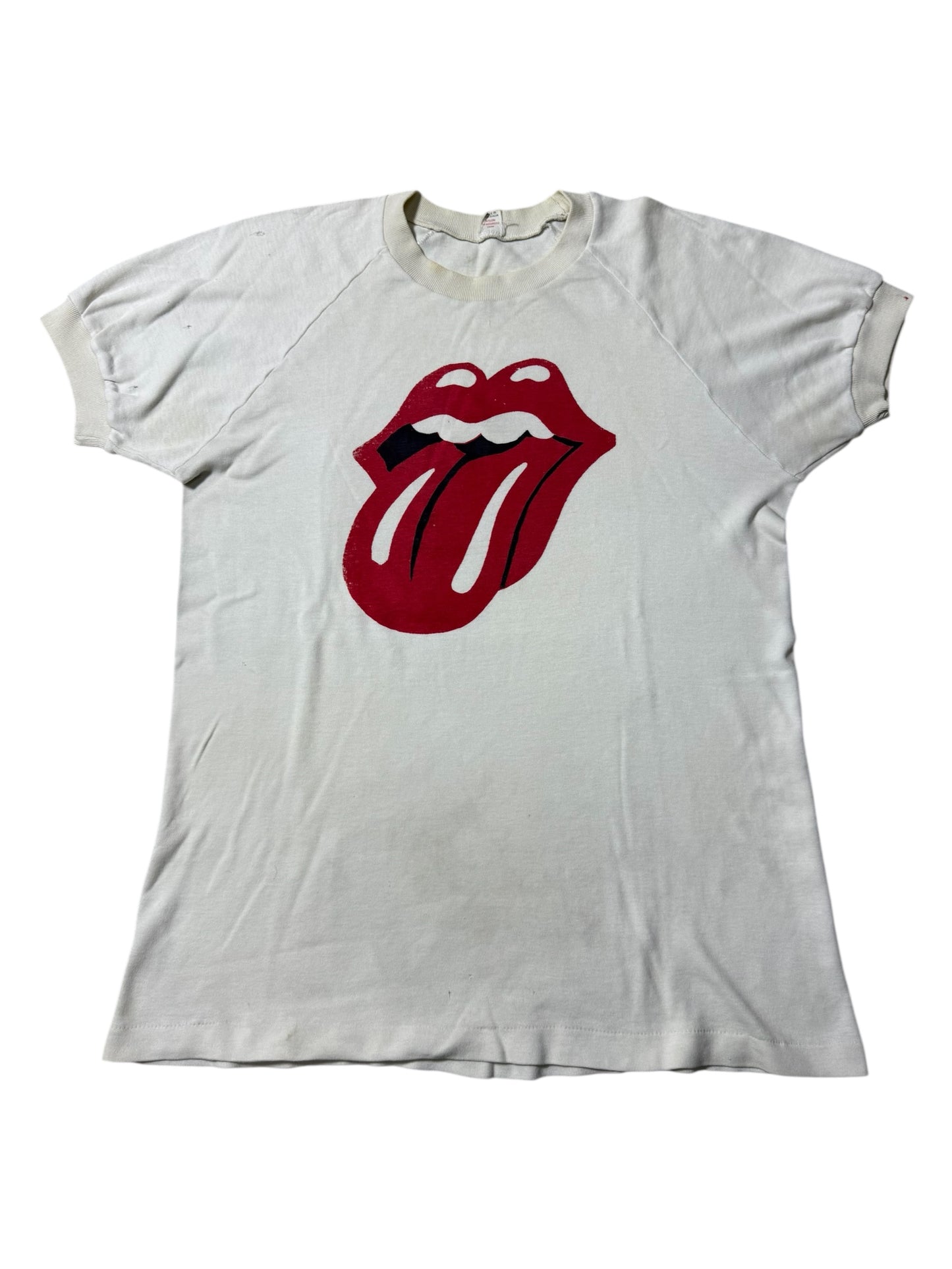 Vintage 1980s The Rolling Stones Tongue Logo Raglan Tshirt Speedo Australia